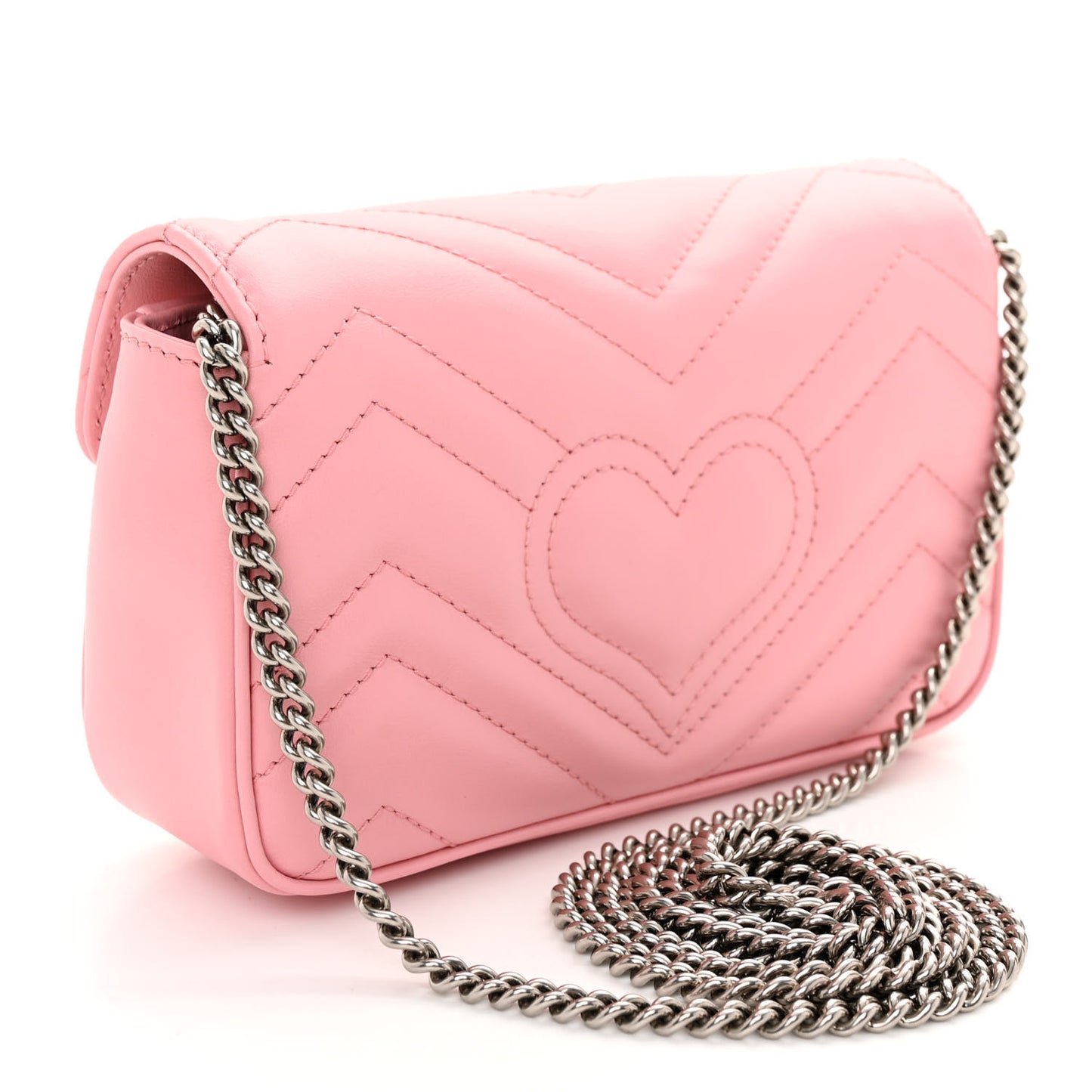 Calfskin Matelasse Super Mini GG Marmont Shoulder Bag Wild Rose