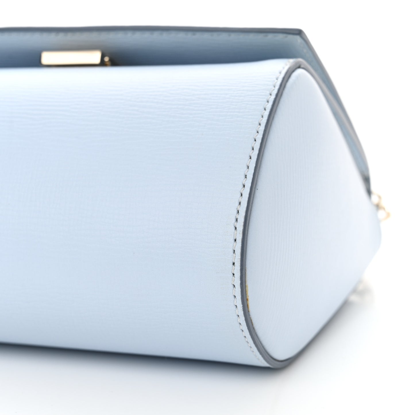 Textured Calfskin Mini Pandora Box Chain Crossbody Bag Pale Blue