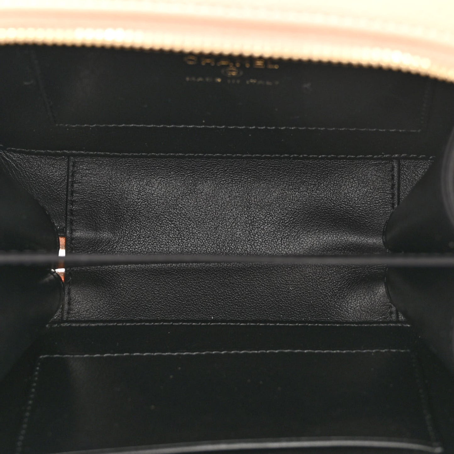 Caviar Quilted CC Filigree Vanity Clutch With Chain Beige Black
