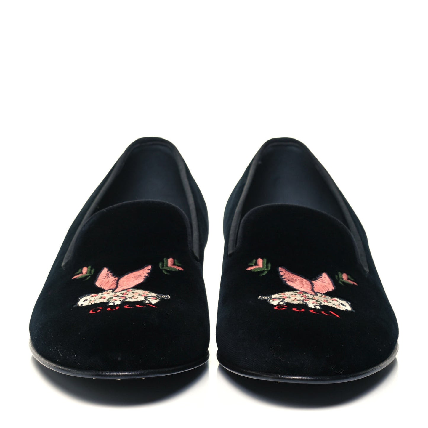 Velvet Embroidered Mens Loafers 8 Black