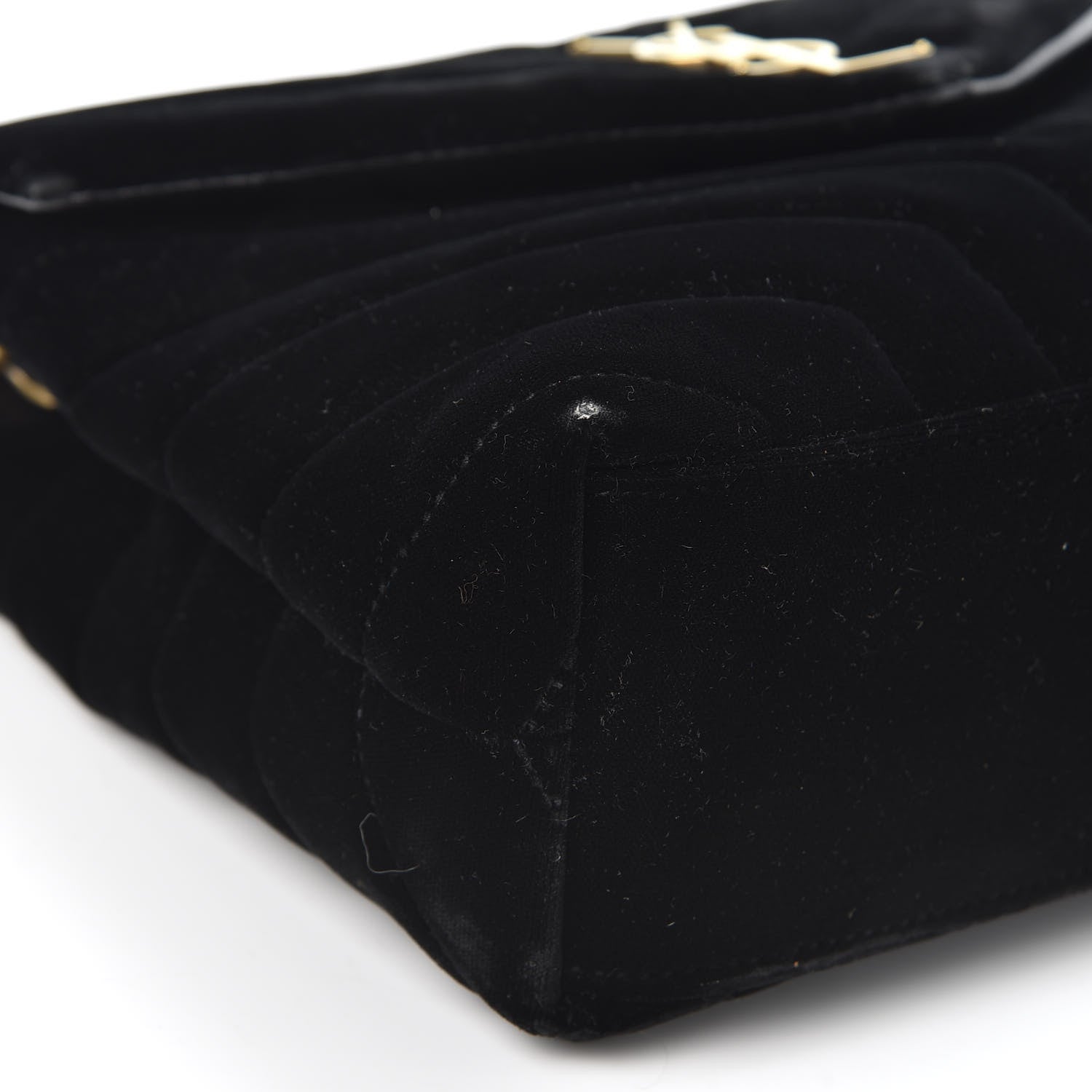 Saint Laurent Velvet Y Quilted Monogram Small Loulou Chain Satchel Black 5 of 12