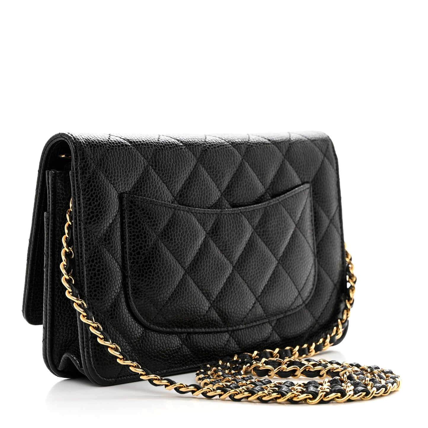 Caviar Quilted Wallet on Chain WOC Black