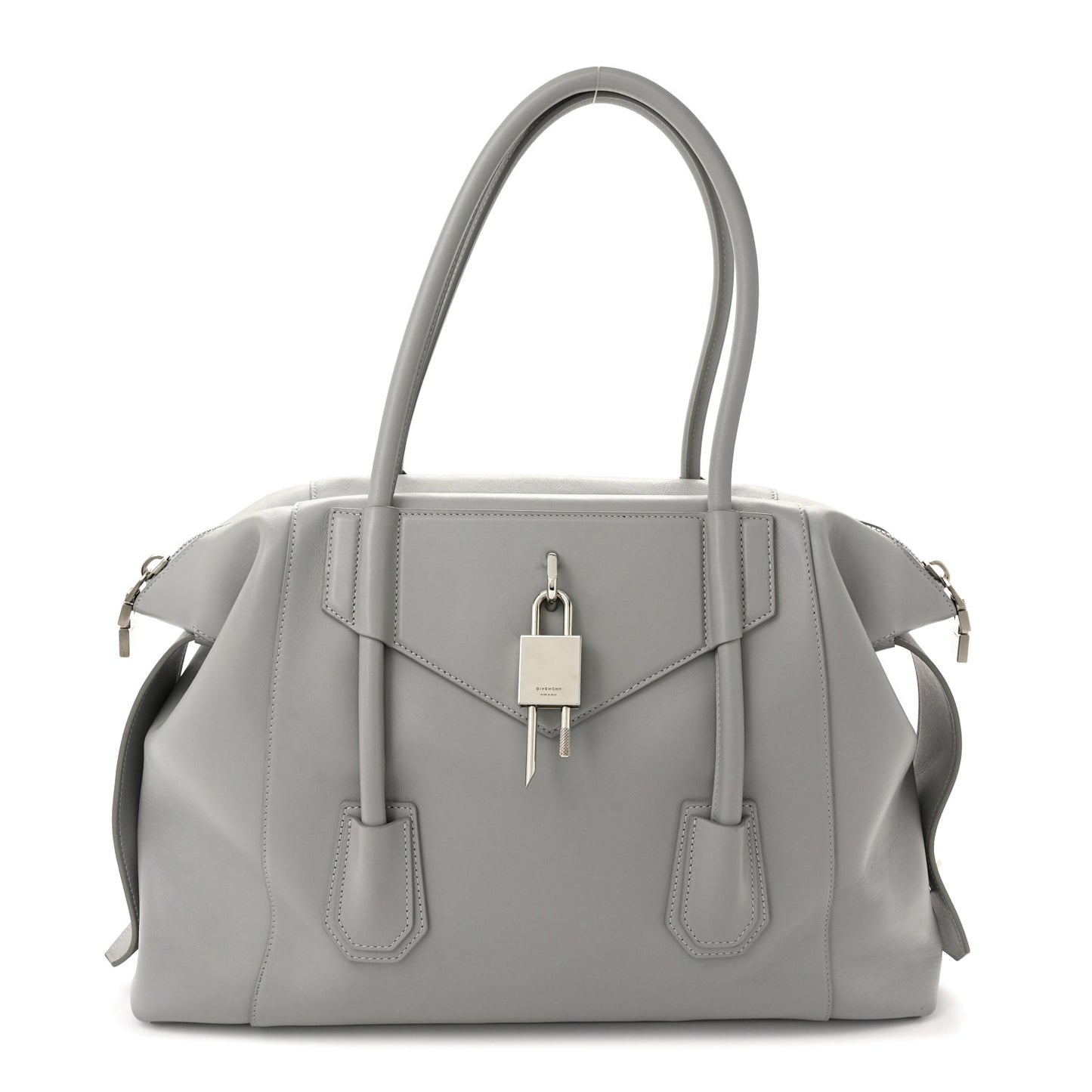 Smooth Calfskin Medium Antigona Soft Lock Duffle Bag Pearl Grey