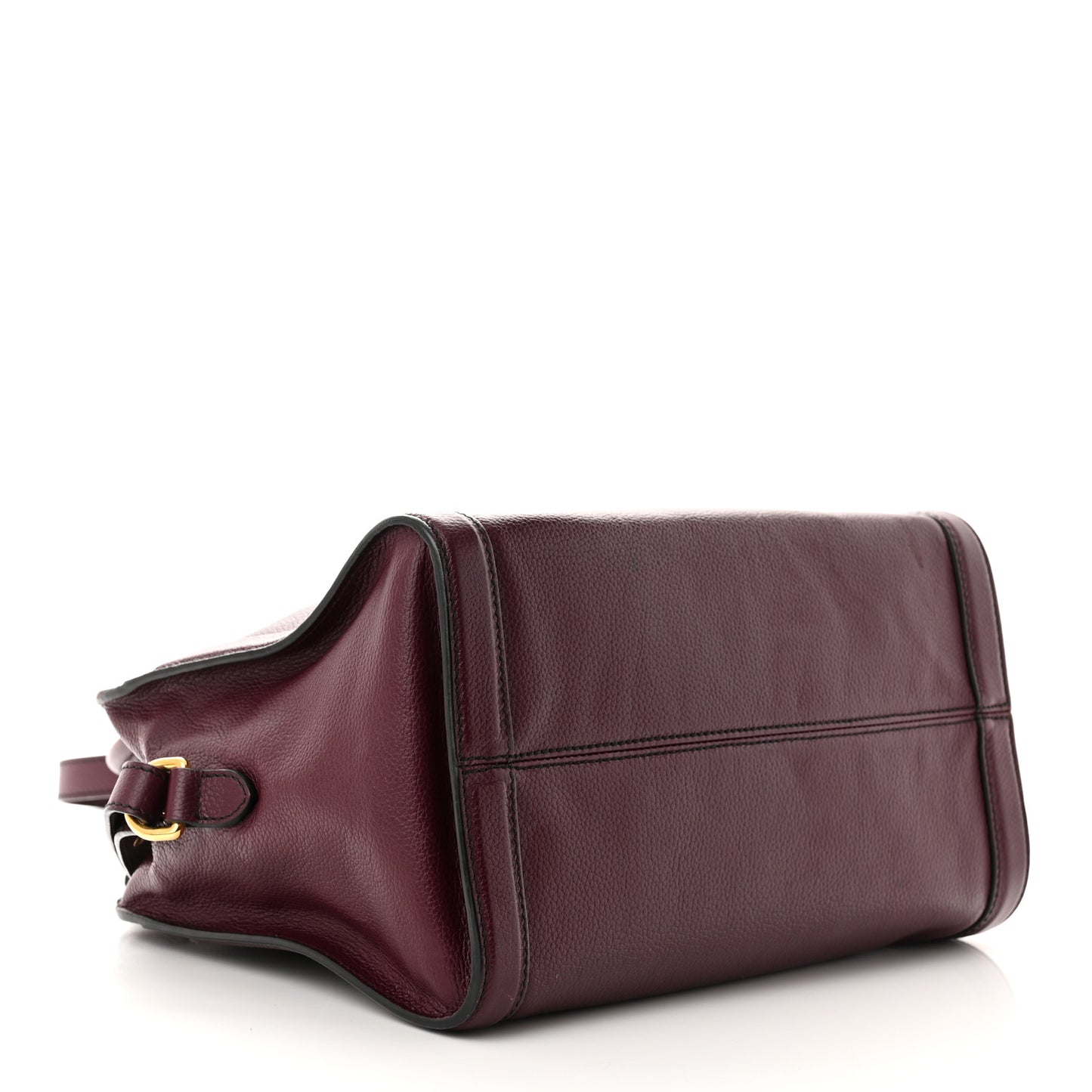 Pebbled Calfskin Small Skull Padlock Zip Around Tote Burgundy
