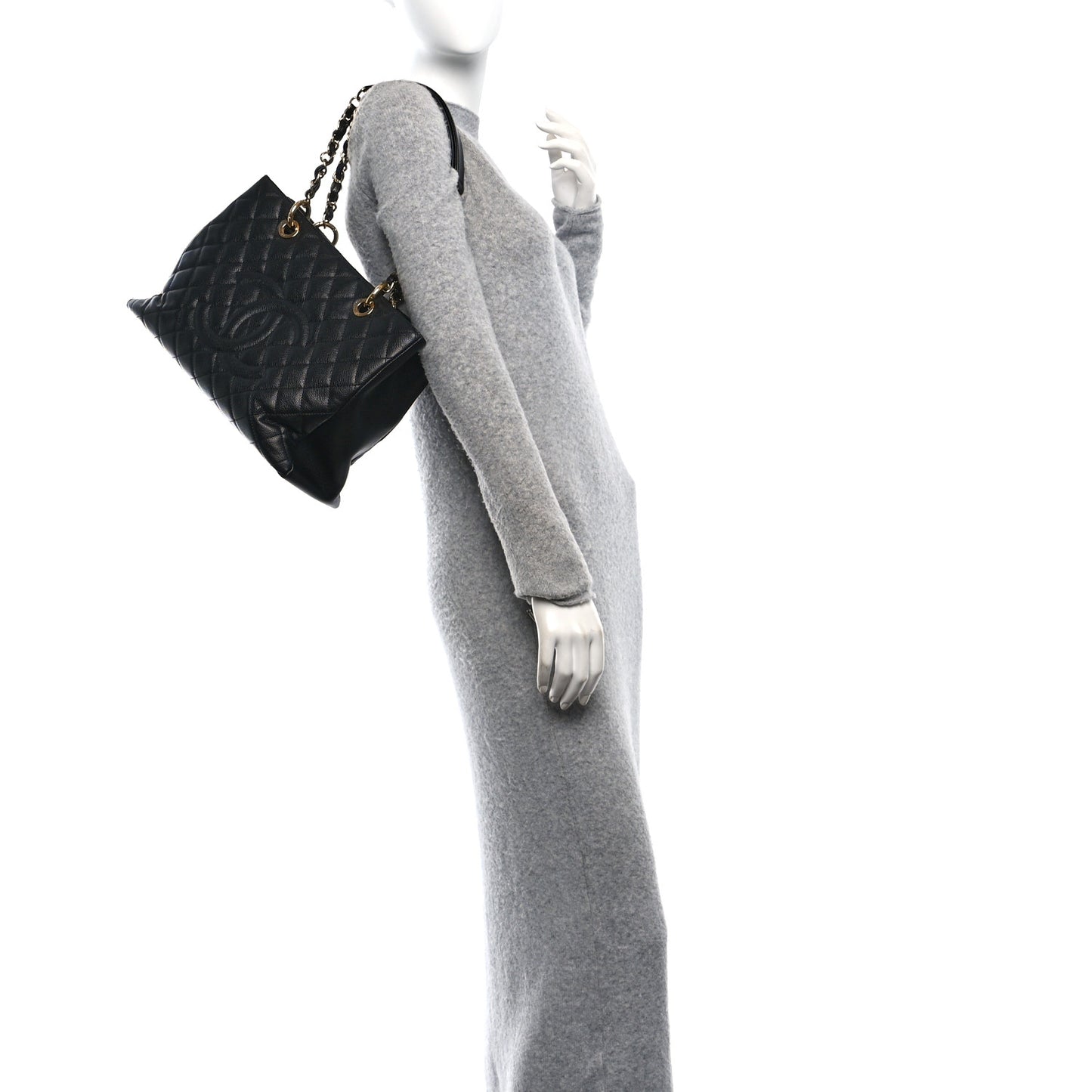 Caviar Quilted Grand Shopping Tote GST Black
