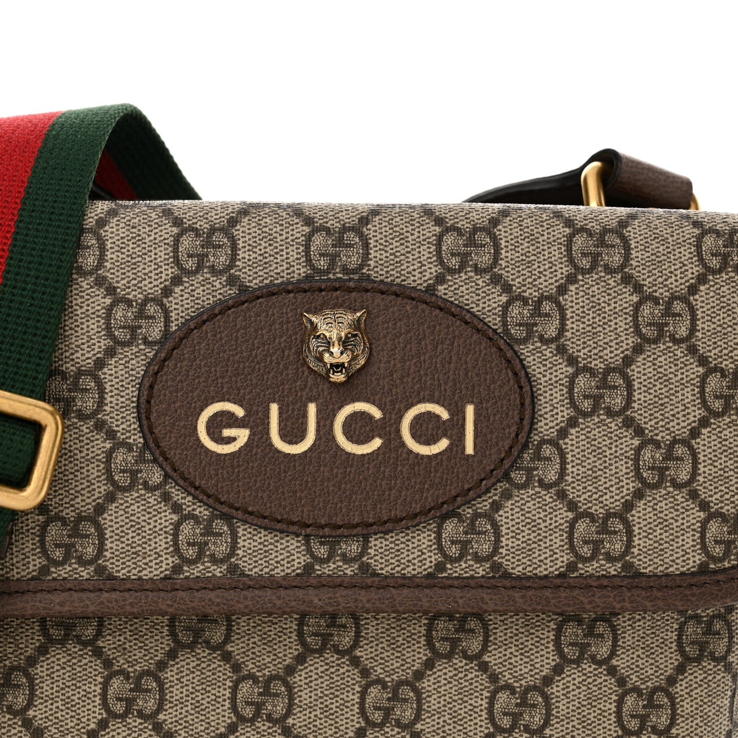 GG Supreme Monogram Web Small Neo Vintage Double Flap Messenger Bag Brown