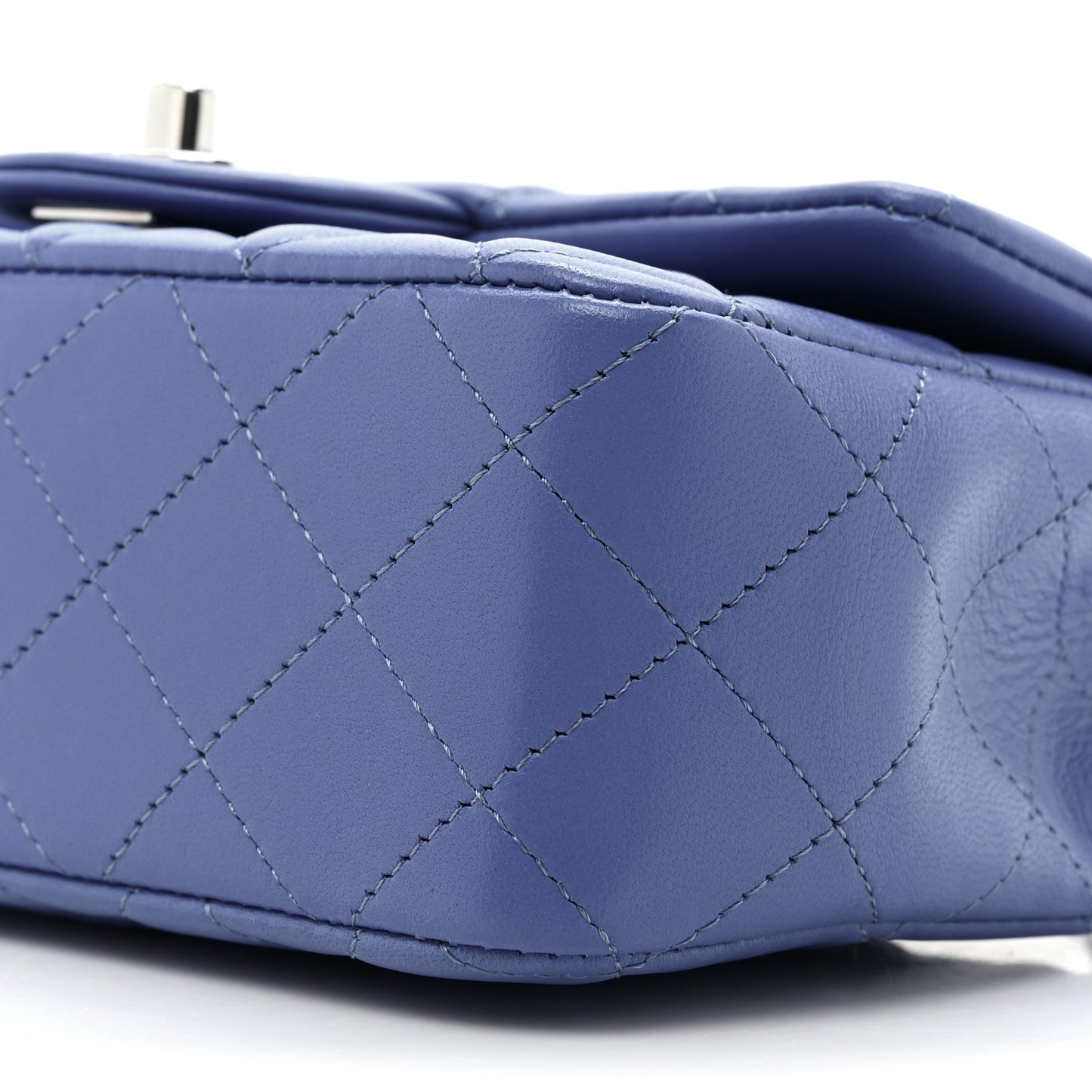 Lambskin Quilted Mini Rectangular Flap Blue
