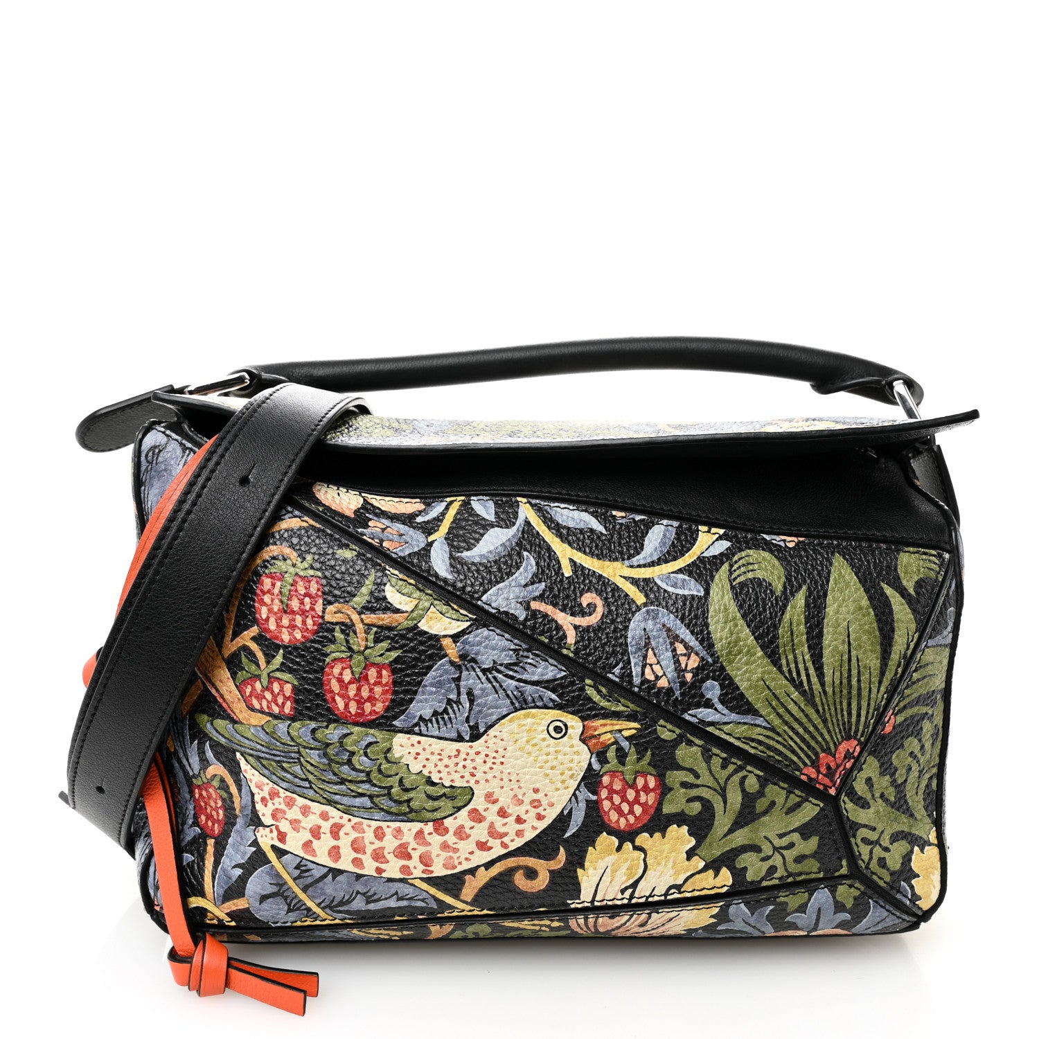 Loewe X WILLIAM MORRIS Calfskin Puzzle Bag Black Multicolor