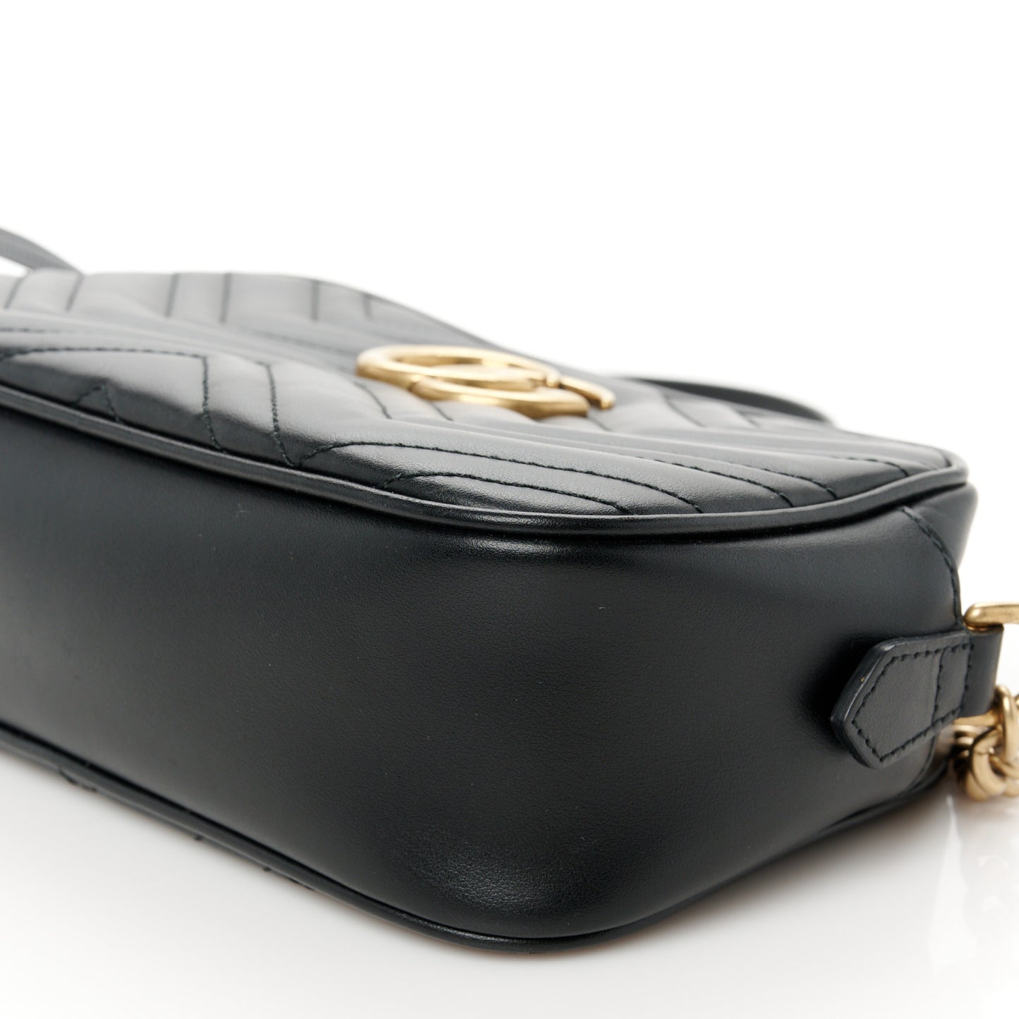 Calfskin Matelasse Small GG Marmont Chain Shoulder Bag Black