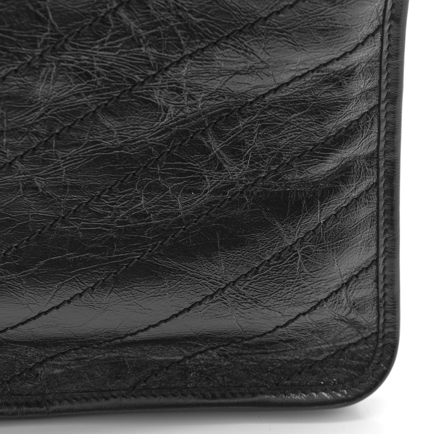 Crinkled Calfskin Matelasse Monogram Medium Niki Chain Satchel Black