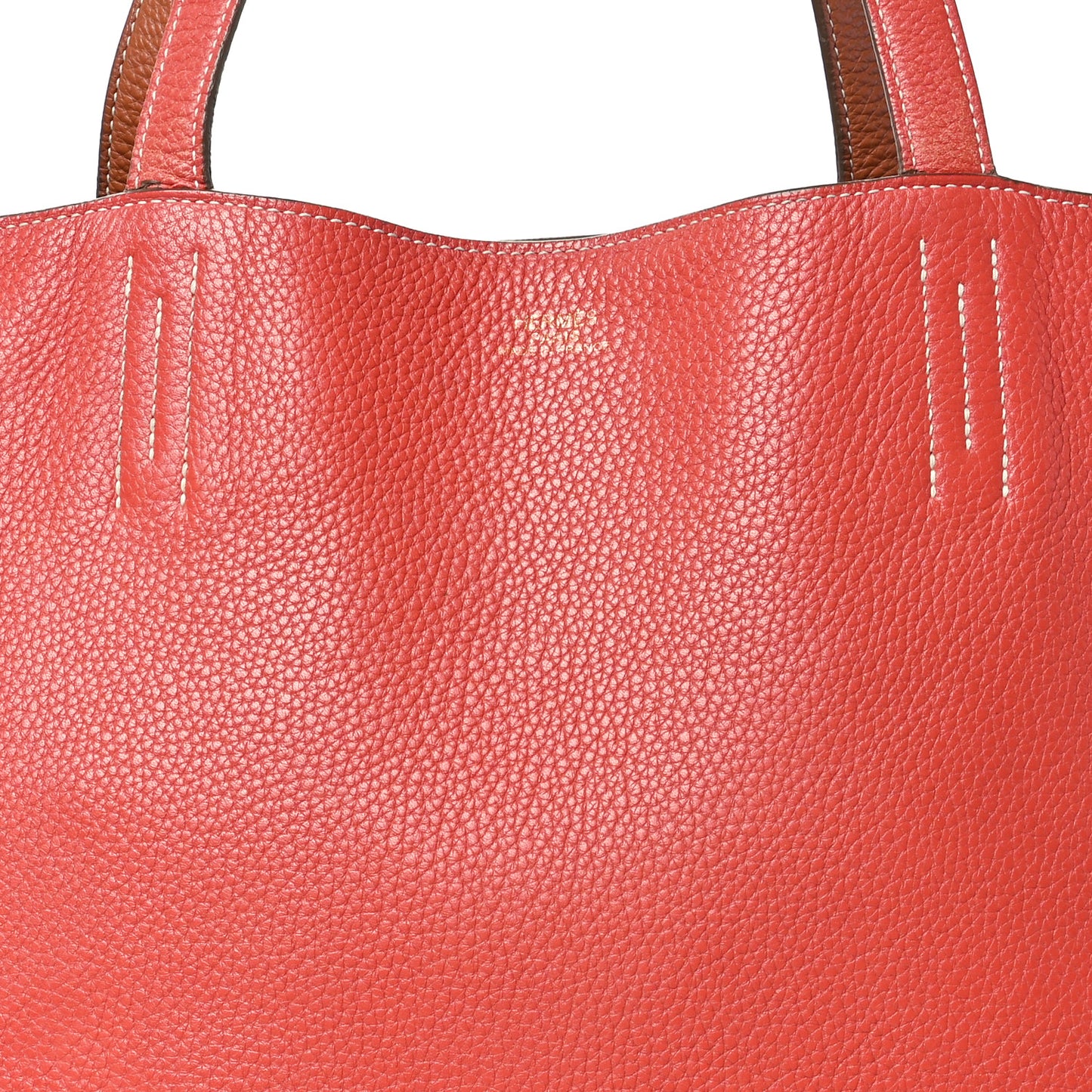 Taurillon Clemence Double Sens 36 Reversible Tote Gold Rose Jaipur