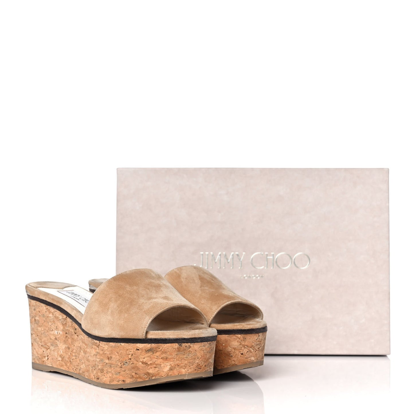 Suede Cork DeeDee Platform Wedge Slide Sandals 37.5 Camel