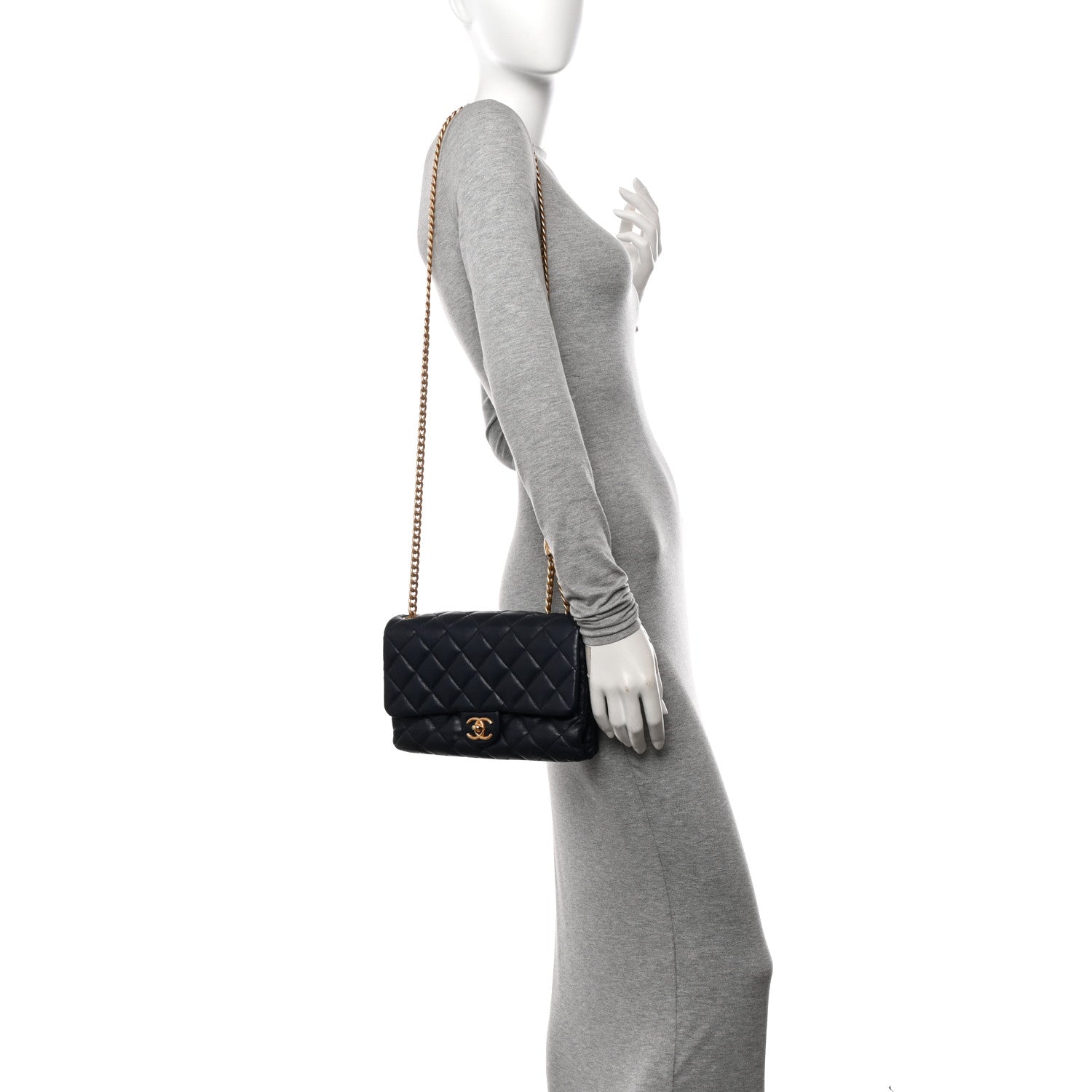 Chanel Lambskin Quilted Medium Pillow Crush Flap Navy 2 of 10