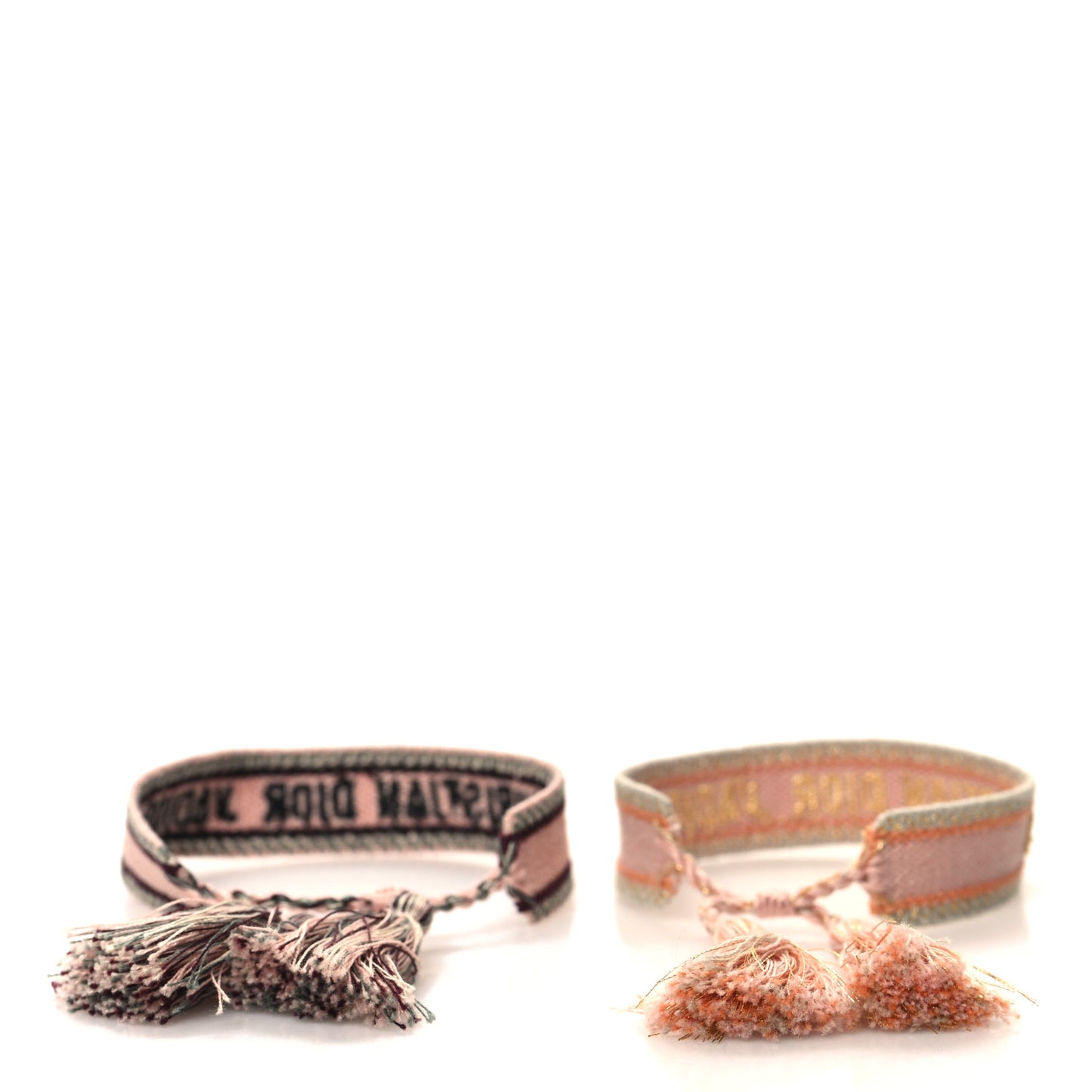 Woven Cotton J'Adior Friendship Bracelet Set Pink Gold