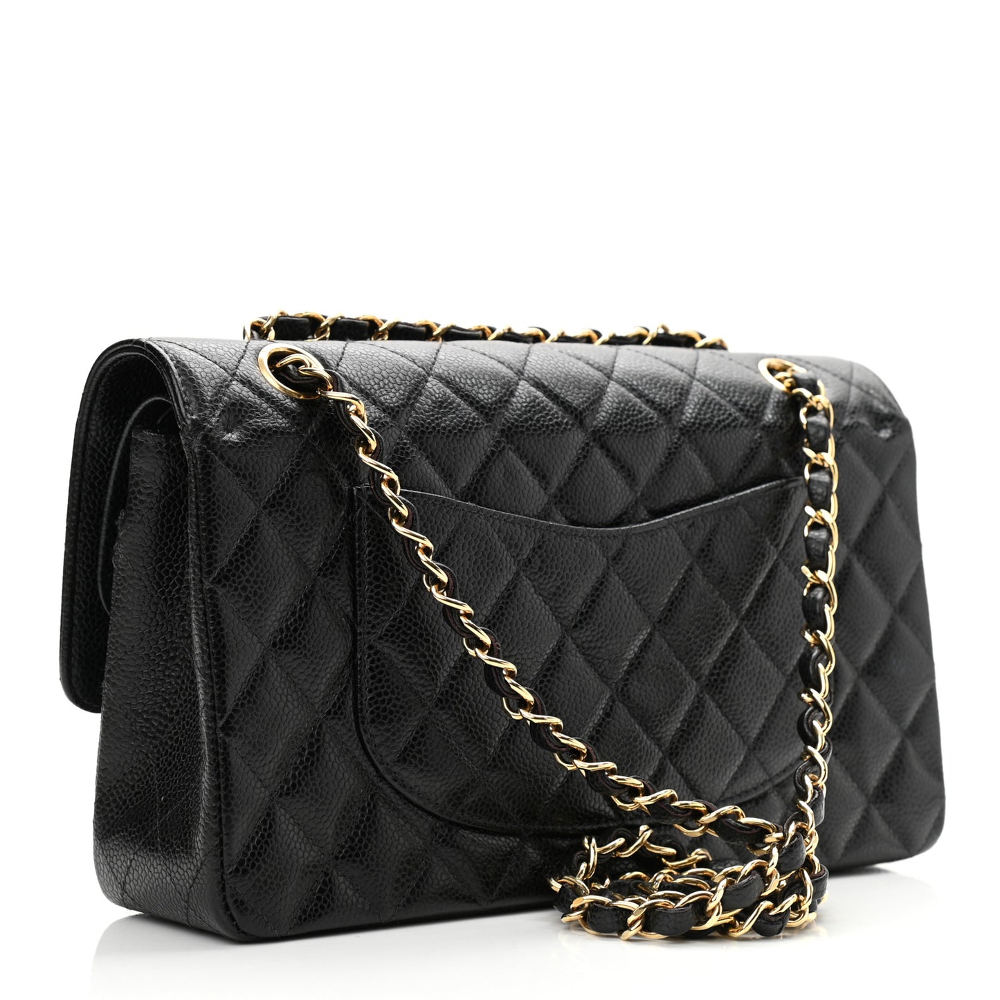 Caviar Quilted Medium Double Flap Black