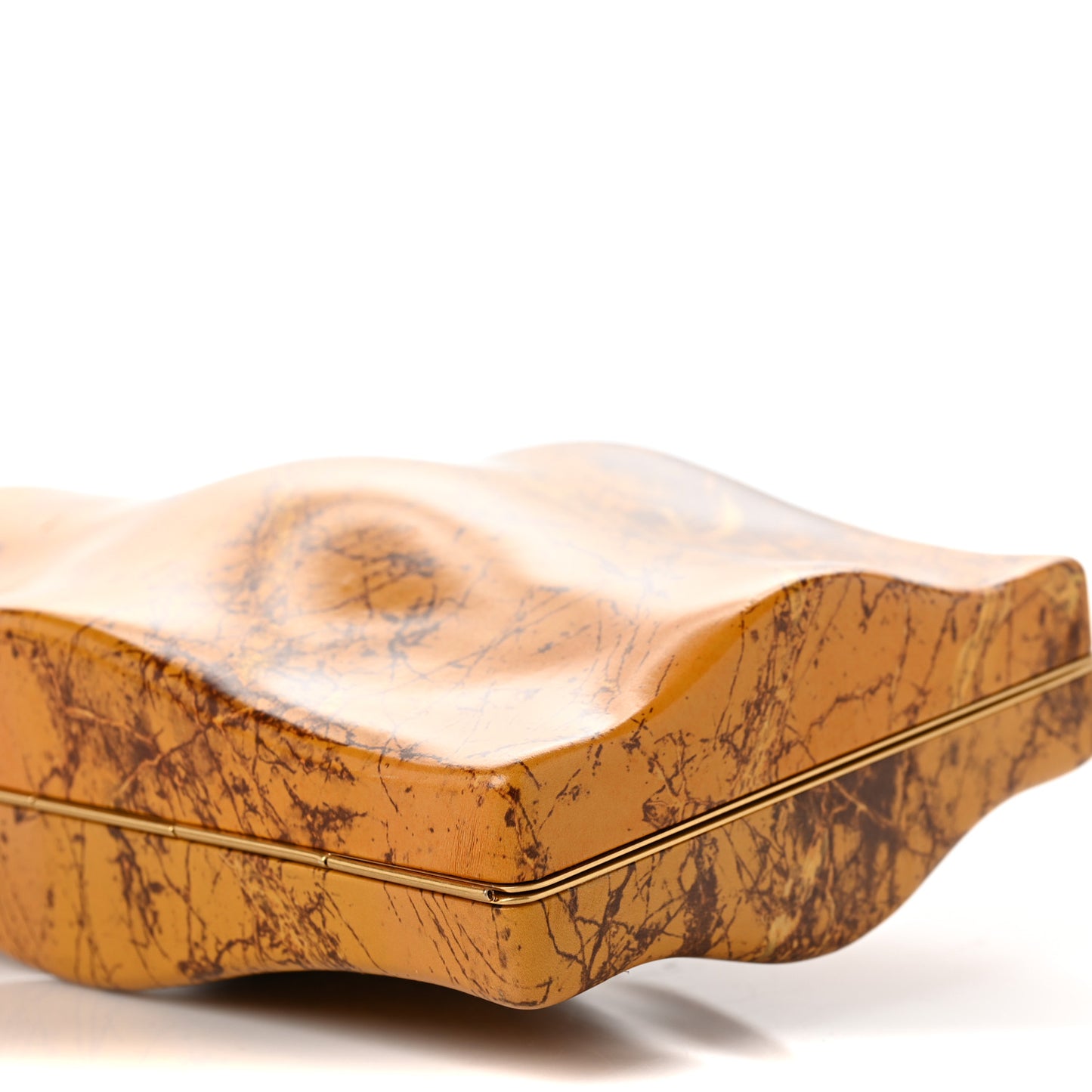 Spazzolato Calfskin Chain Clutch Gold Marble