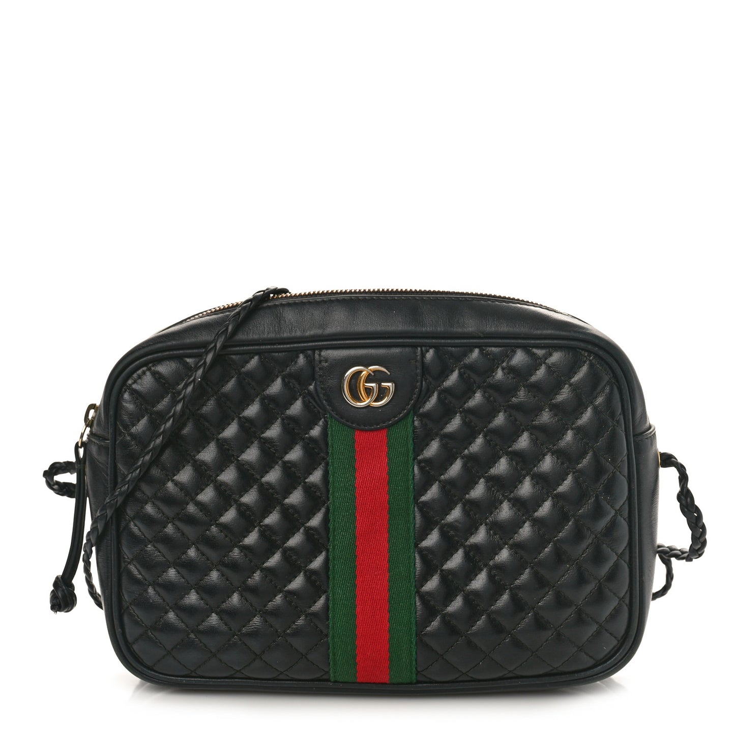 Calfskin Web Trapuntata Small GG Shoulder Bag Black