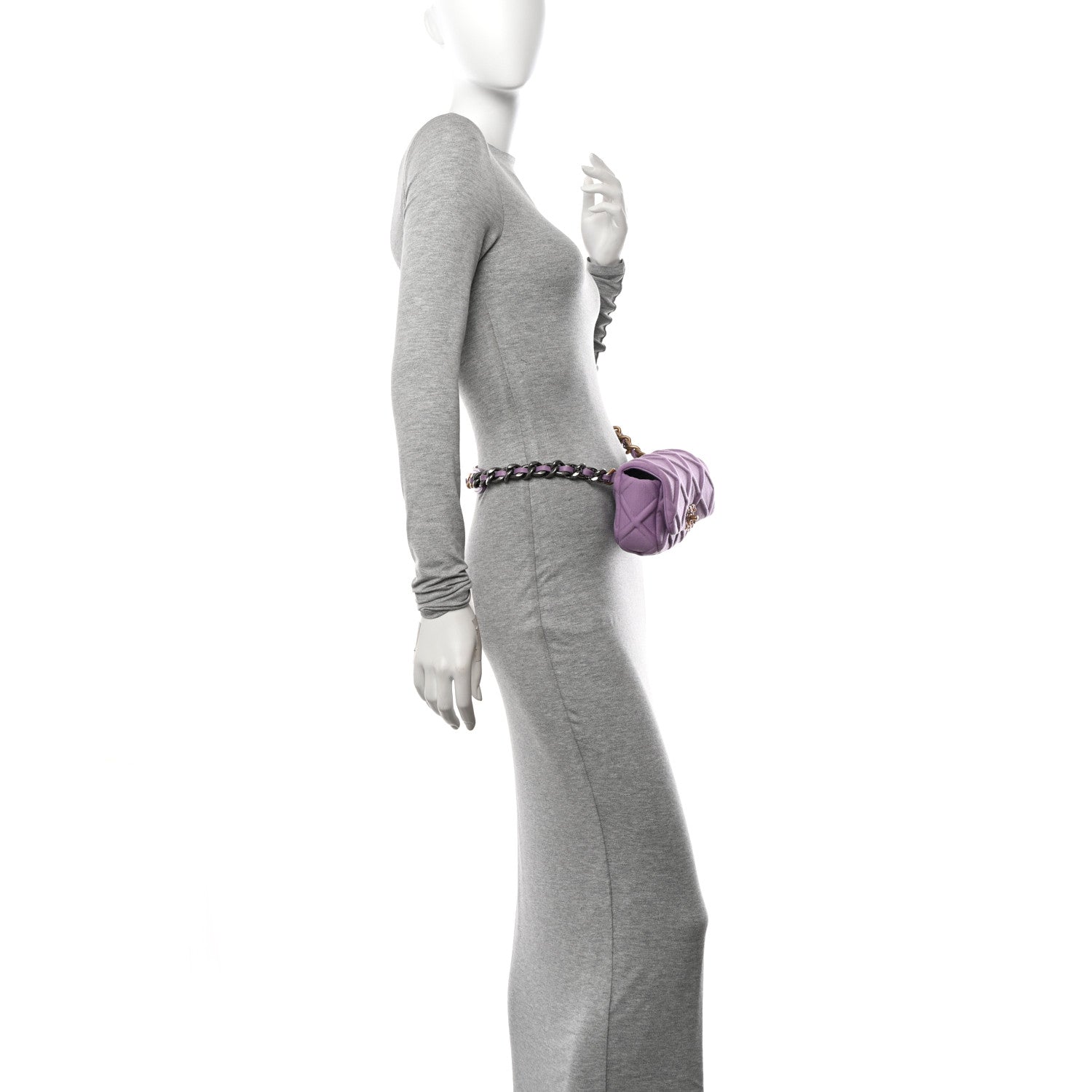Chanel Jersey Quilted Chanel 19 Waist Bag Purple 2 of 11