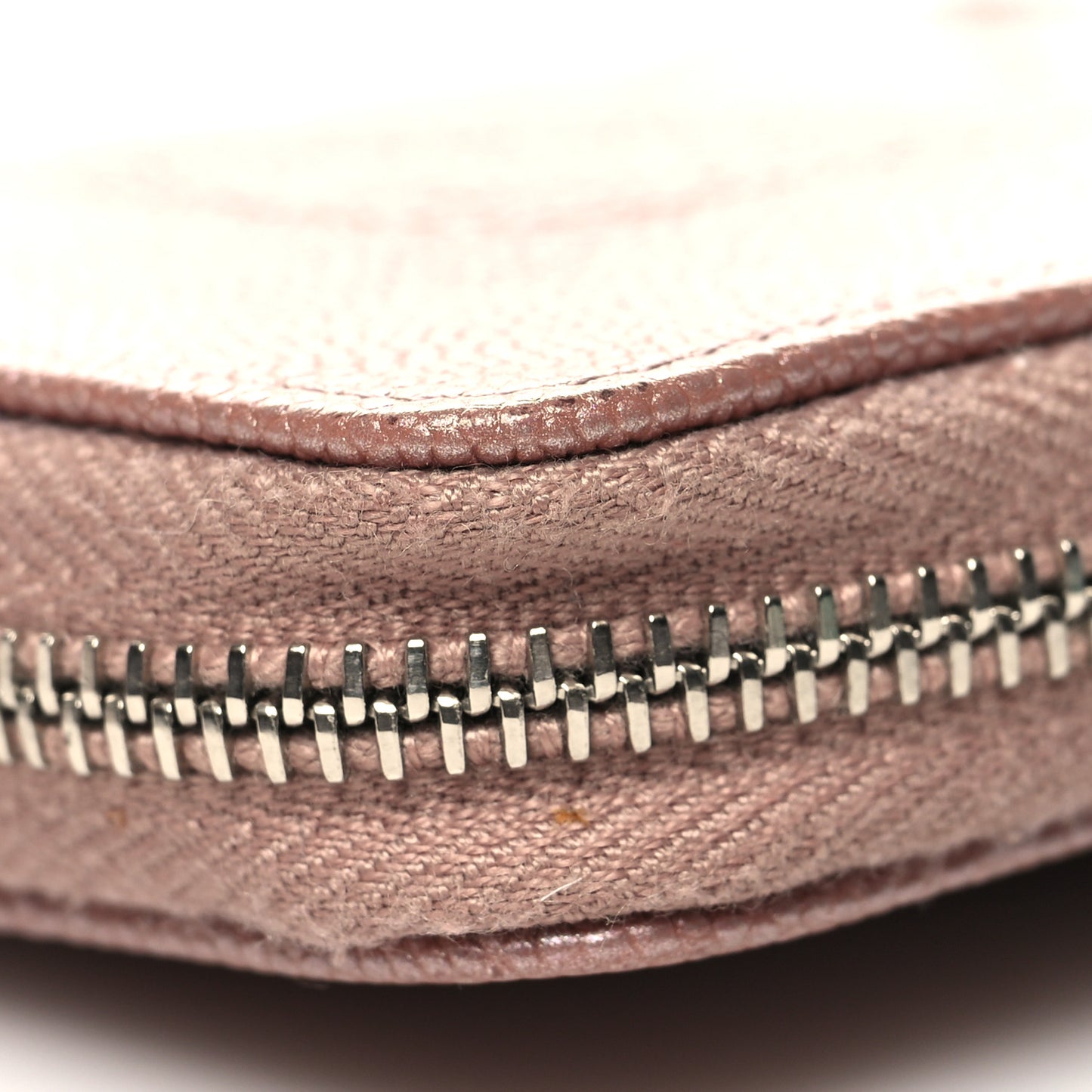 Metallic Caviar Chevron Quilted Vintage Mademoiselle Zip Coin Purse Pink