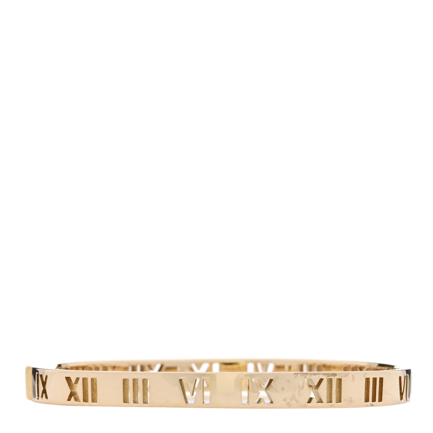 18K Yellow Gold Diamond Atlas Pierced Hinged Bangle Bracelet