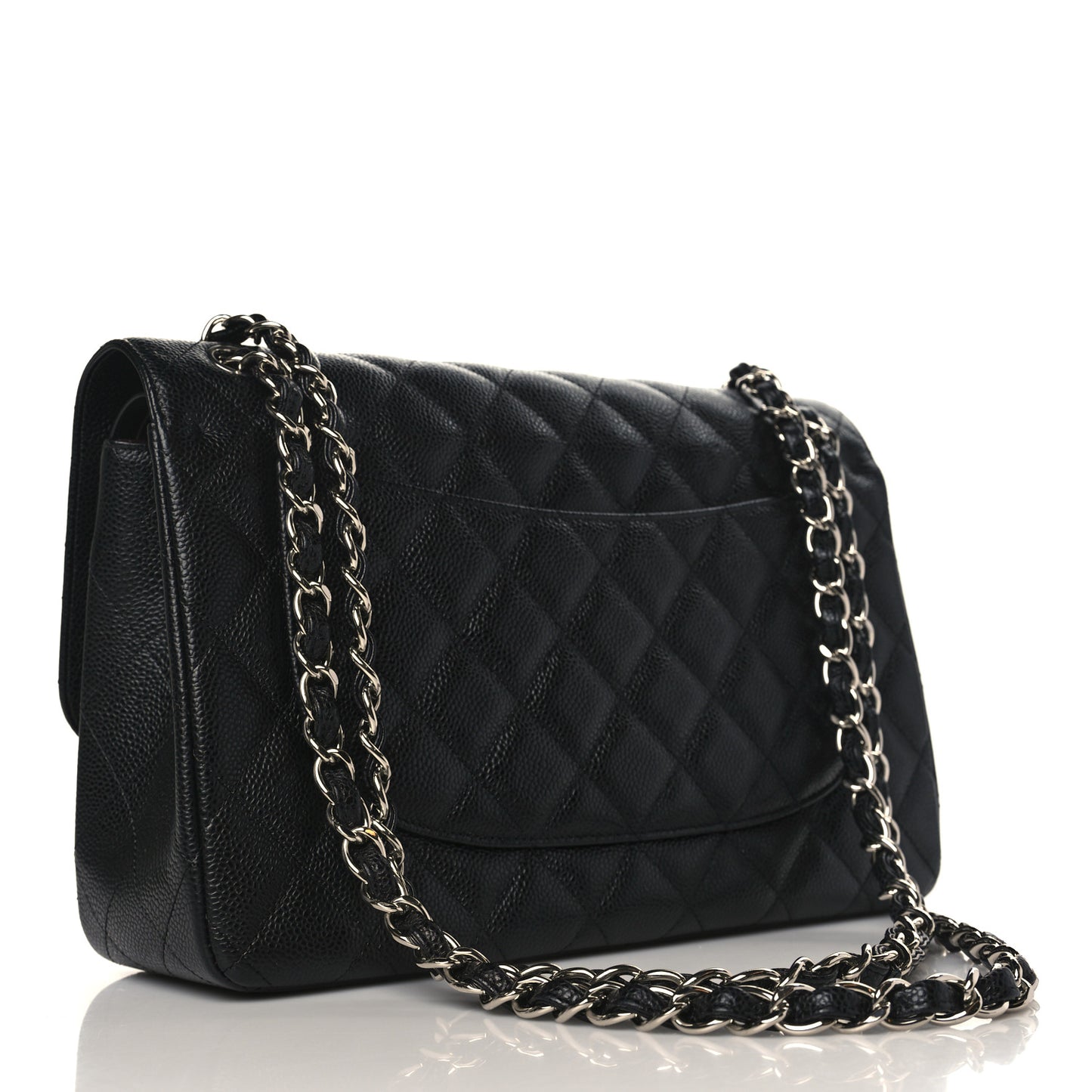 Caviar Quilted Jumbo Double Flap Black