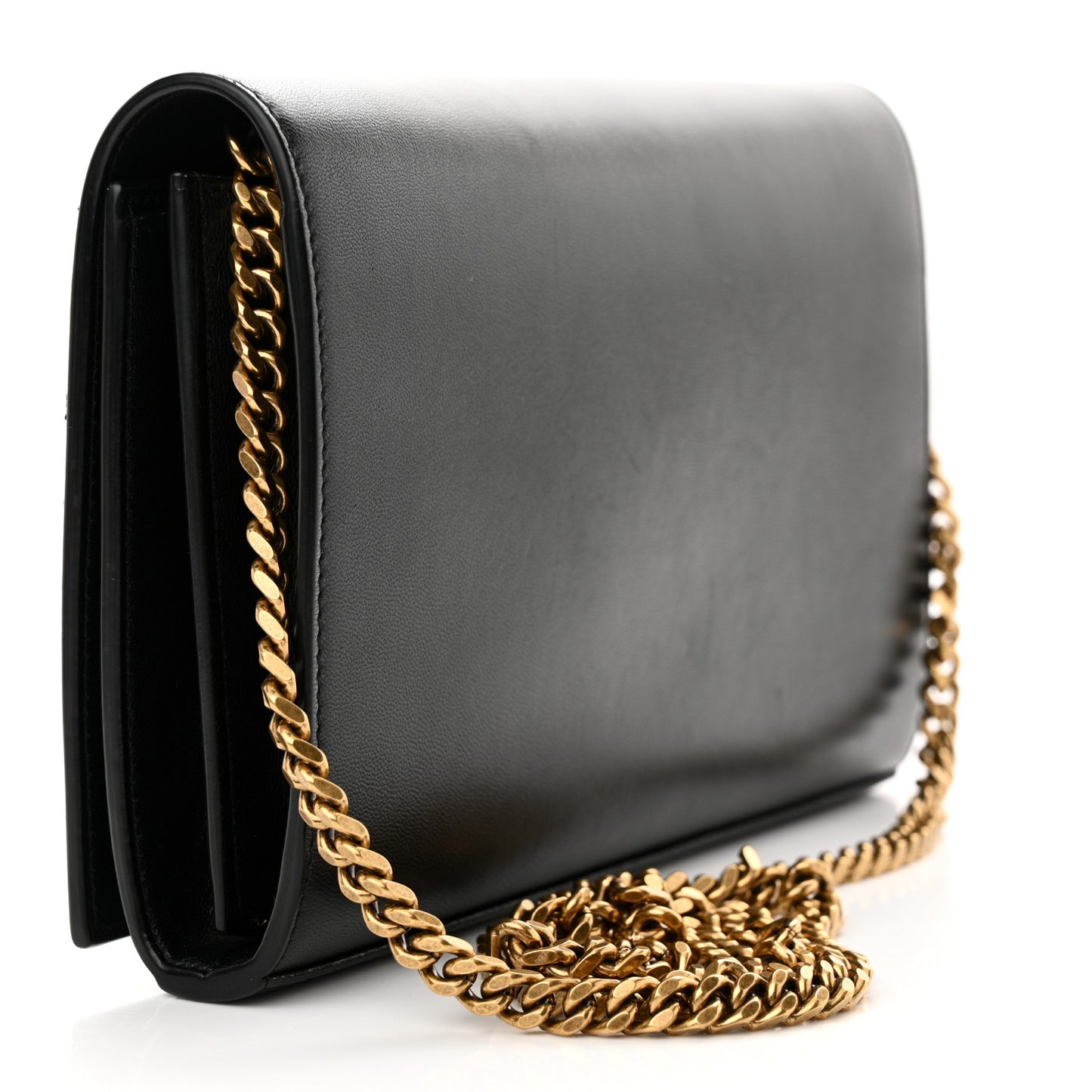 Smooth Calfskin Tri-Metal Cassandre Wallet On Chain WOC Black