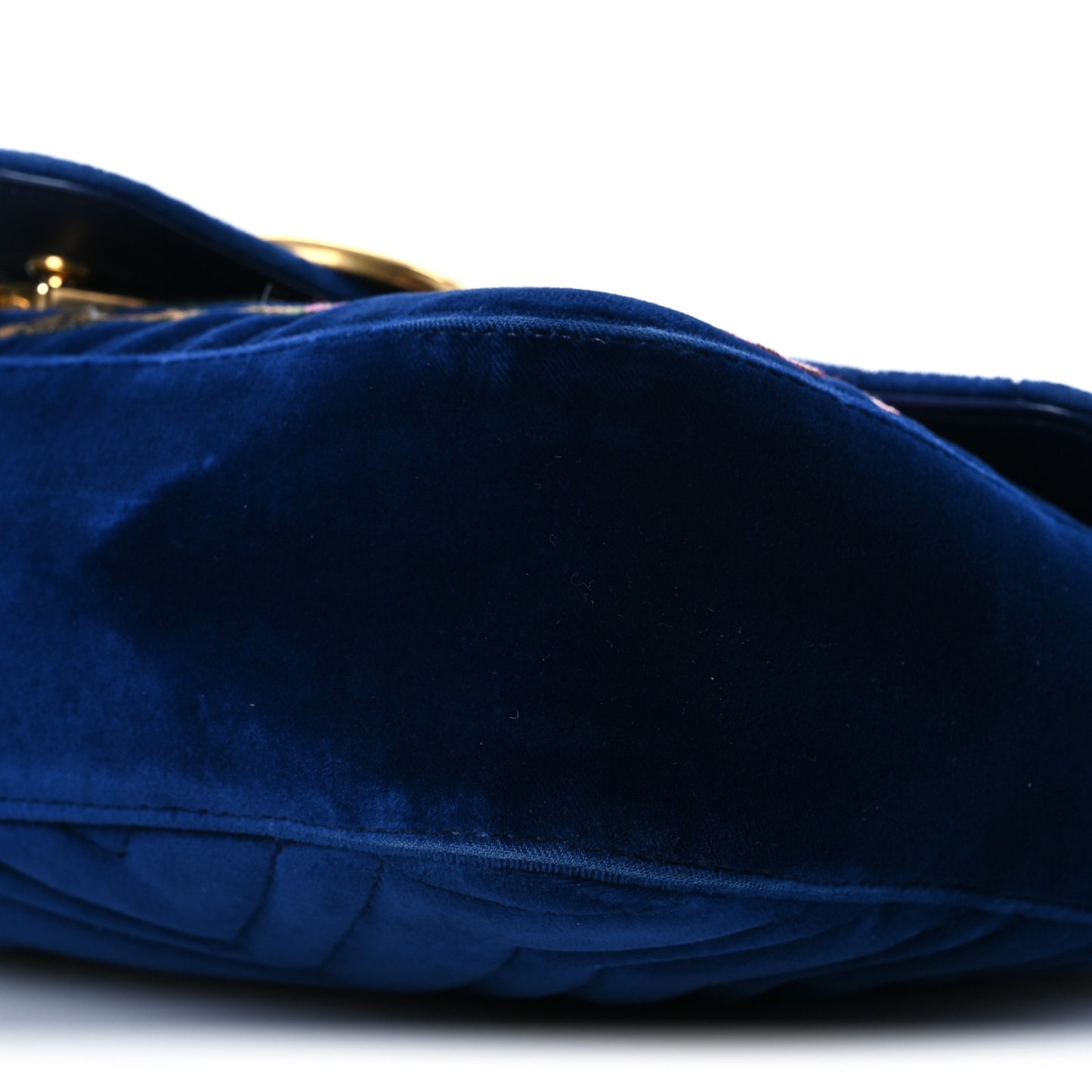 Velvet Matelasse Modern Embroidered Medium GG Marmont Shoulder Bag Cobalt