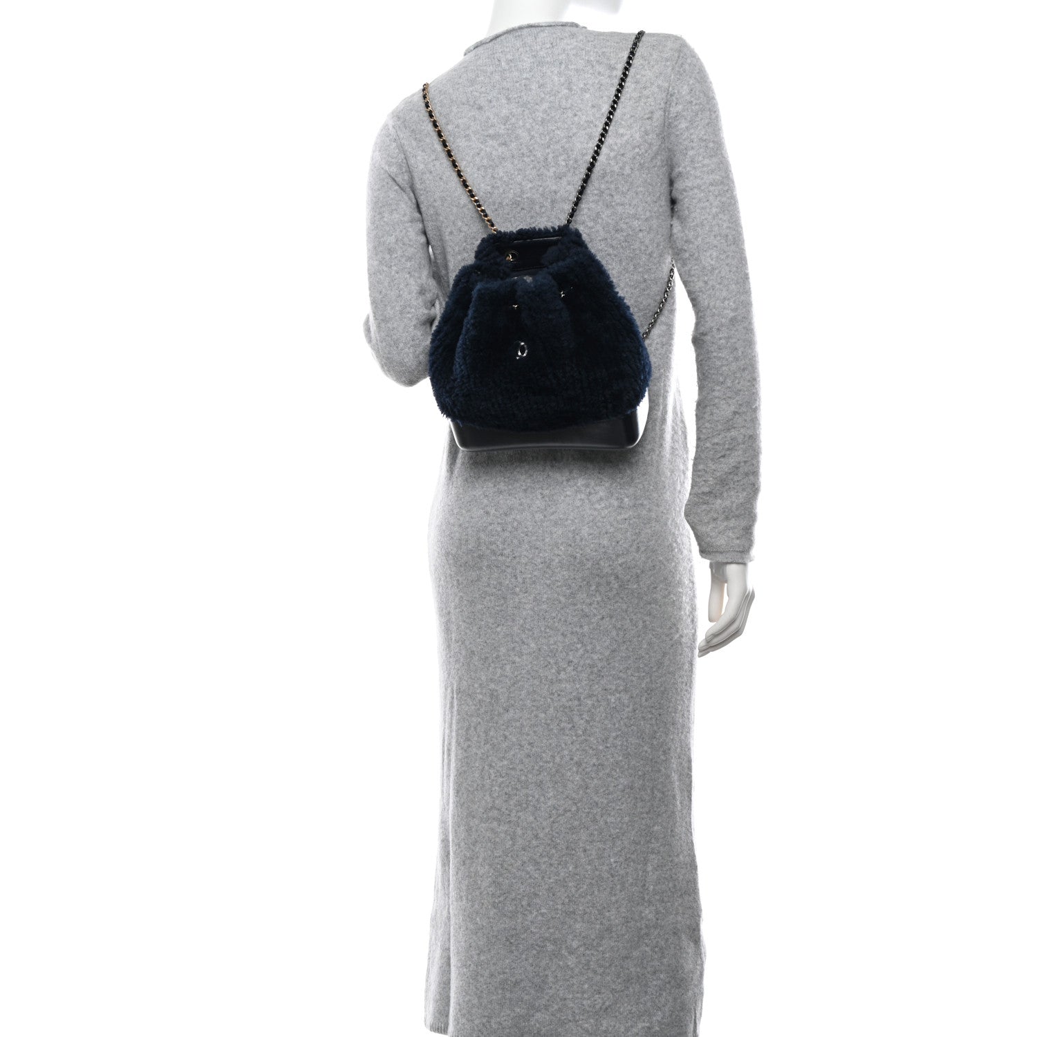 Chanel Shearling Small Gabrielle Backpack Navy 2 of 10