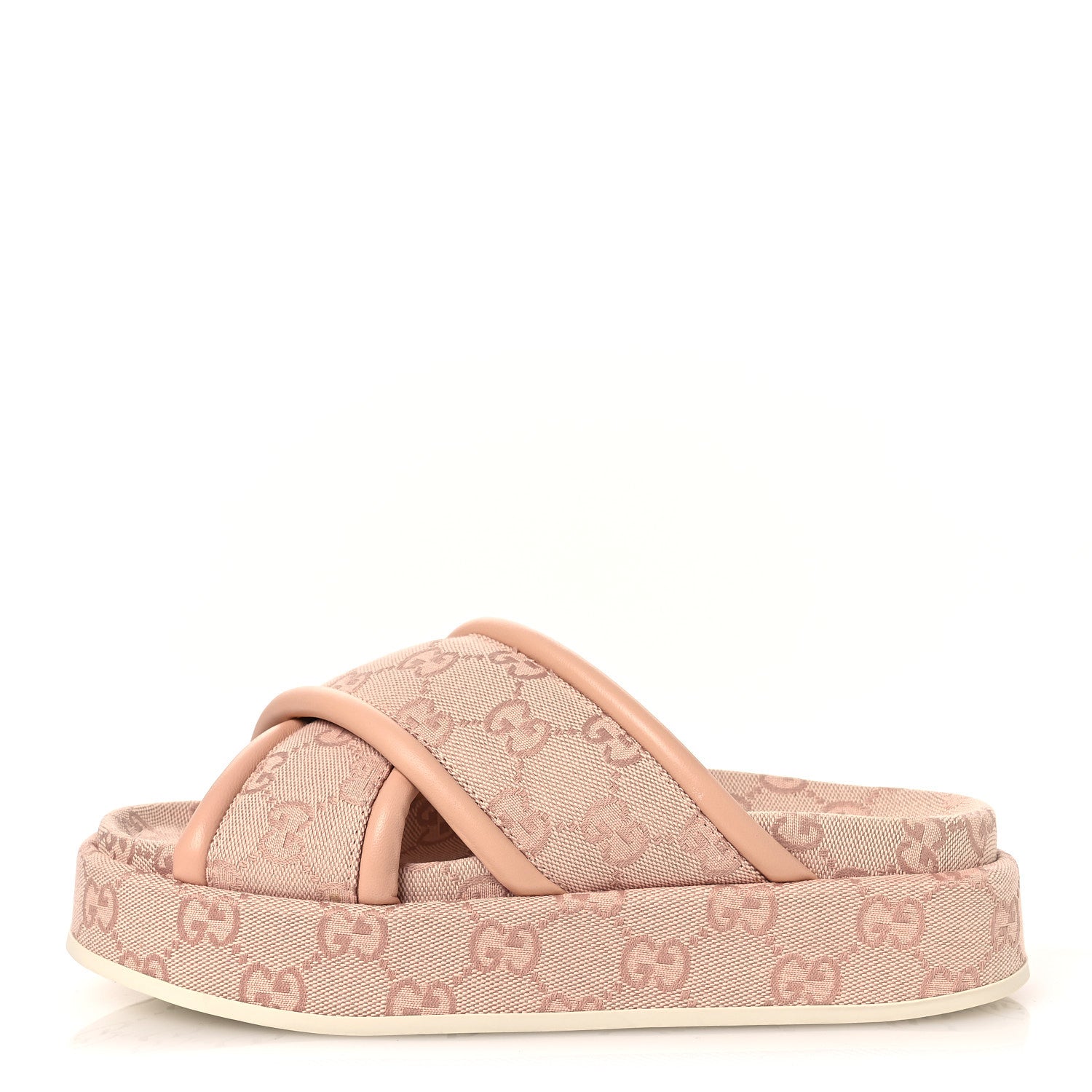 Gucci Monogram GG Calfskin Angelina Platform 55mm Slide Sandals