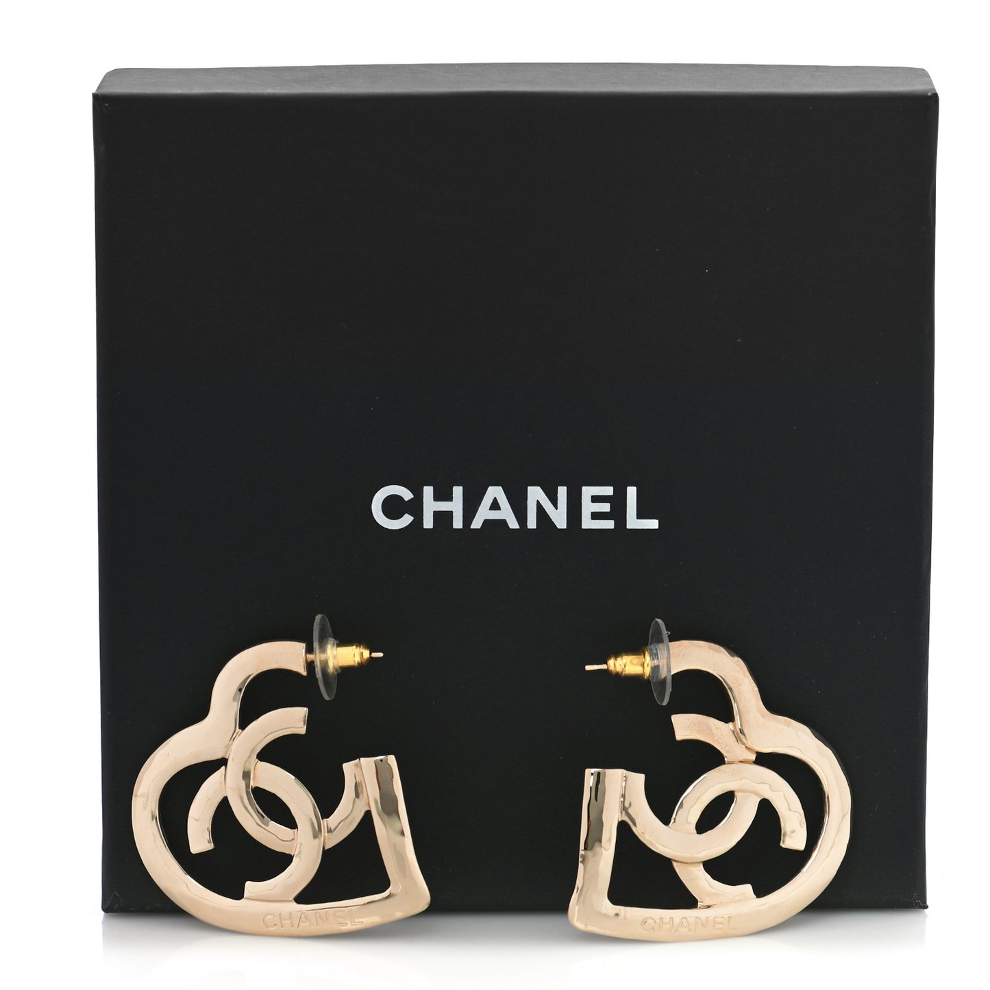 Metal CC Heart Coco In Love Hoop Earrings Gold