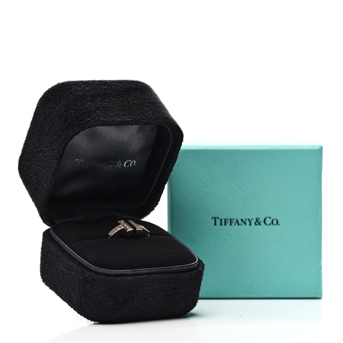 18K Rose Gold Diamond Mother of Pearl T Wire Ring 52 6