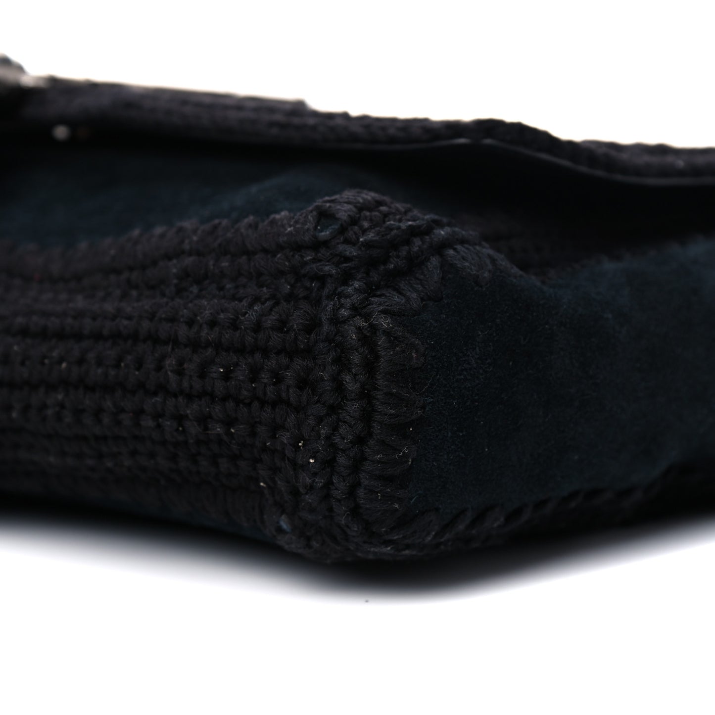 Suede Monogram Medium Kate Whipstitch Shoulder Bag Black