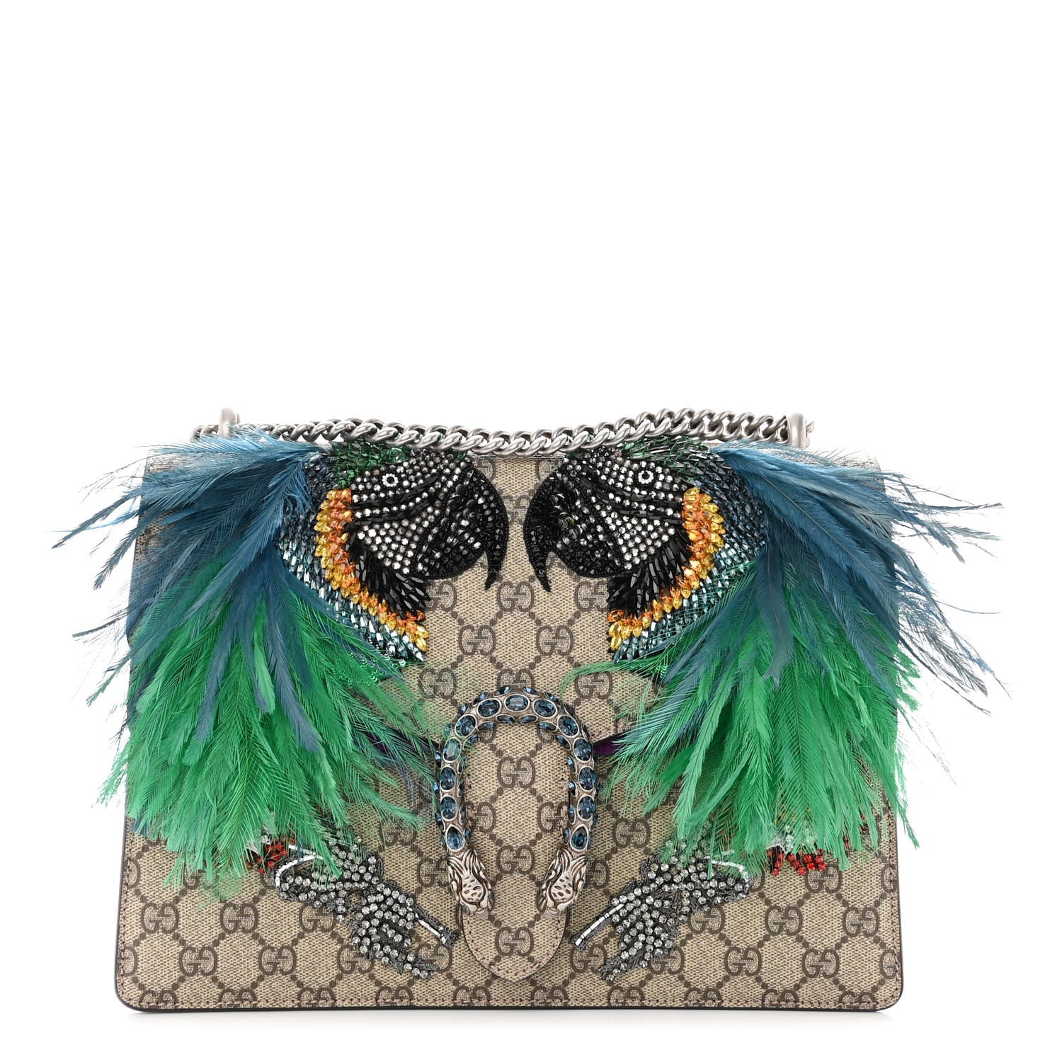Gucci GG Supreme Monogram Feather Embroidered Medium Dionysus 