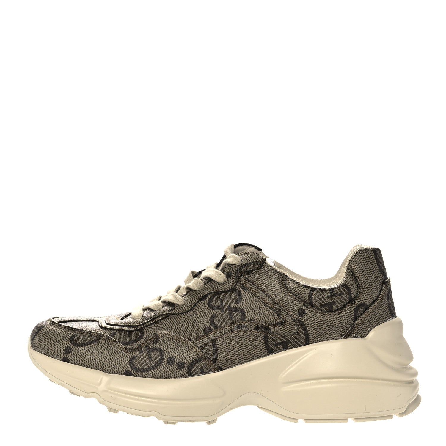 Gucci Maxi GG Supreme Monogram Gucci 100 Womens Rhyton Sneakers 37 Beige Ebony 1 of 10