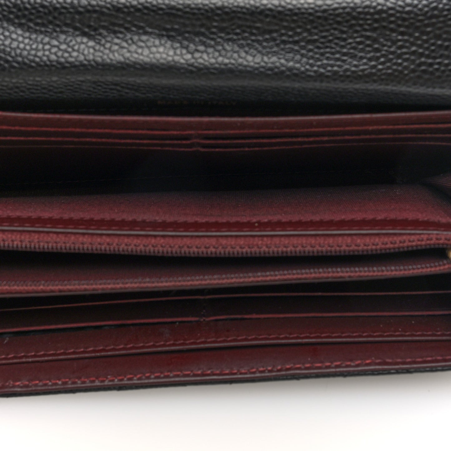 Caviar Quilted Large Gusset Flap Wallet Black