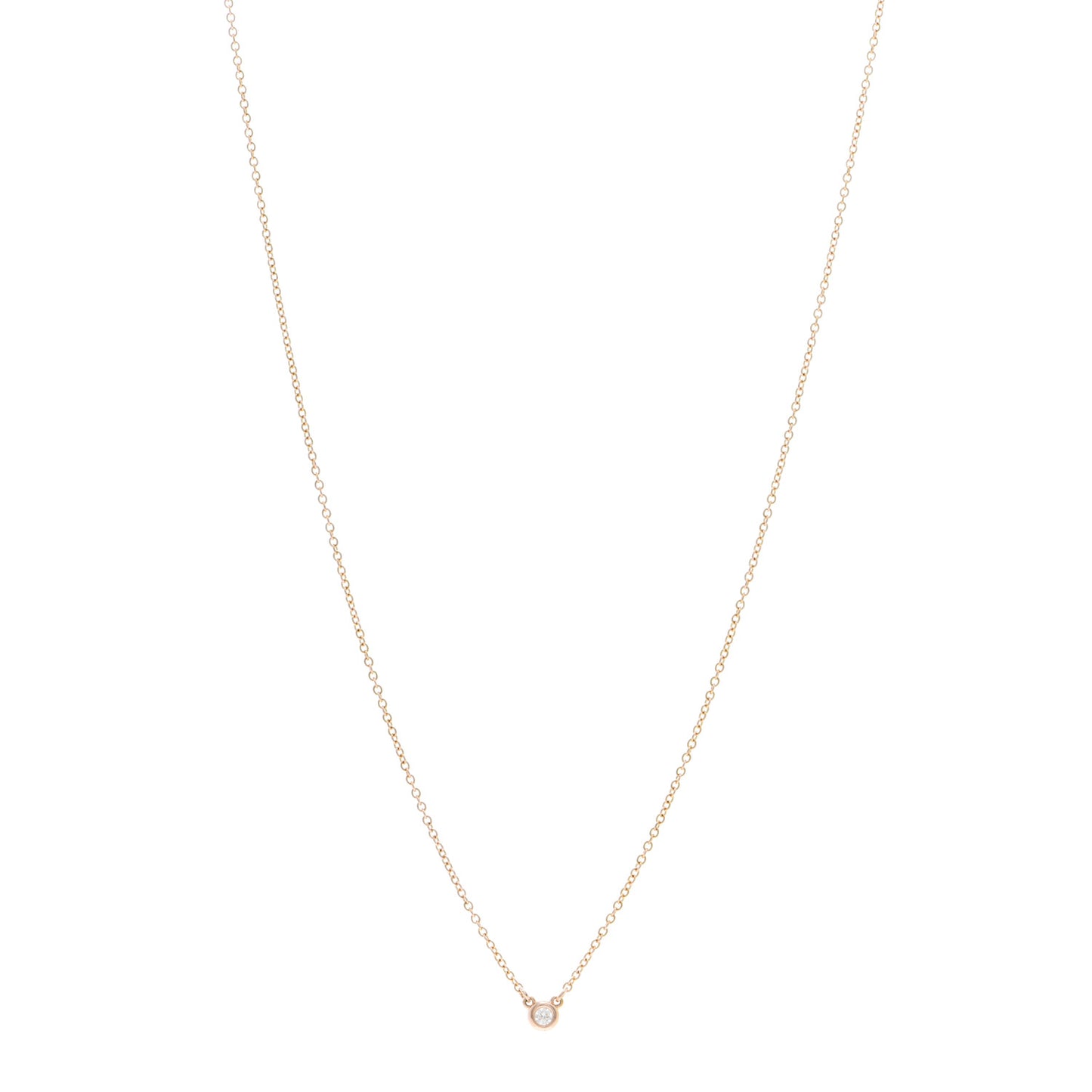 18K Rose Gold Diamond .03ct Elsa Peretti Diamonds by the Yard Pendant Necklace