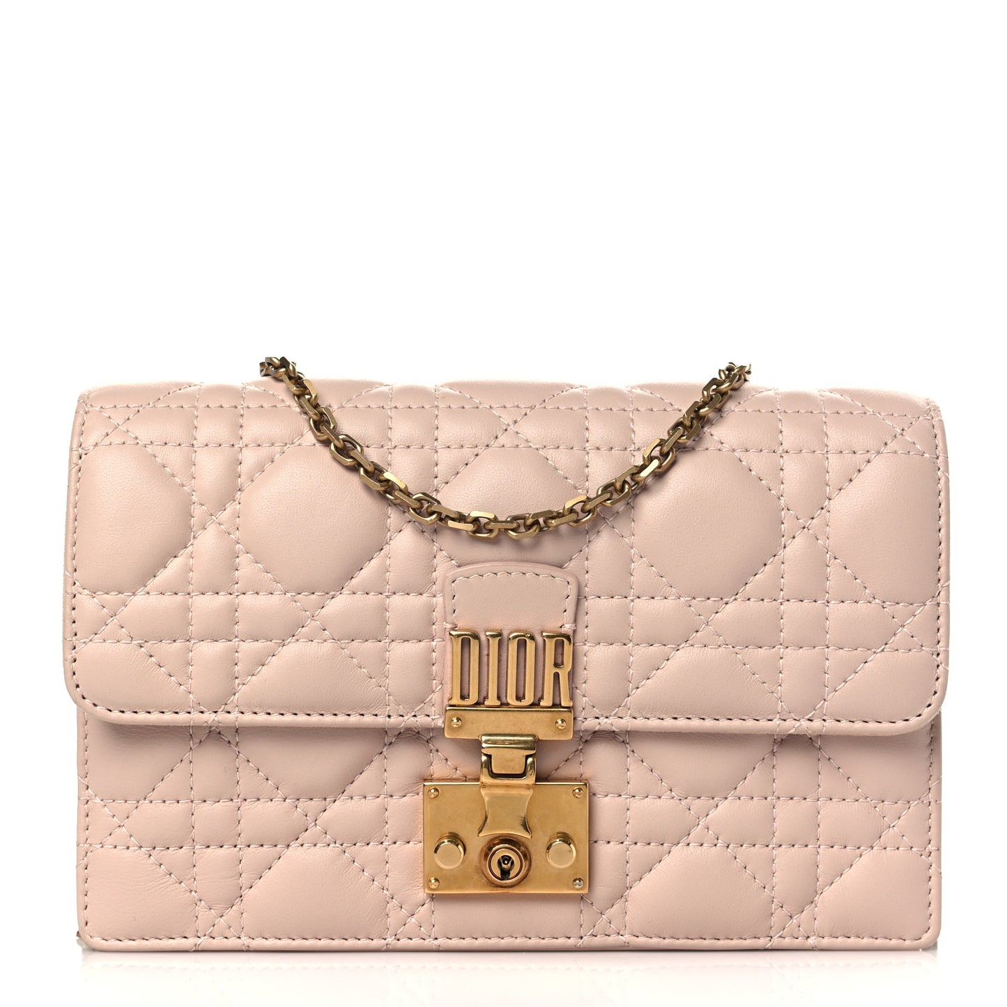 Lambskin Cannage Dioraddict Wallet on Chain Clutch Rose Poudre