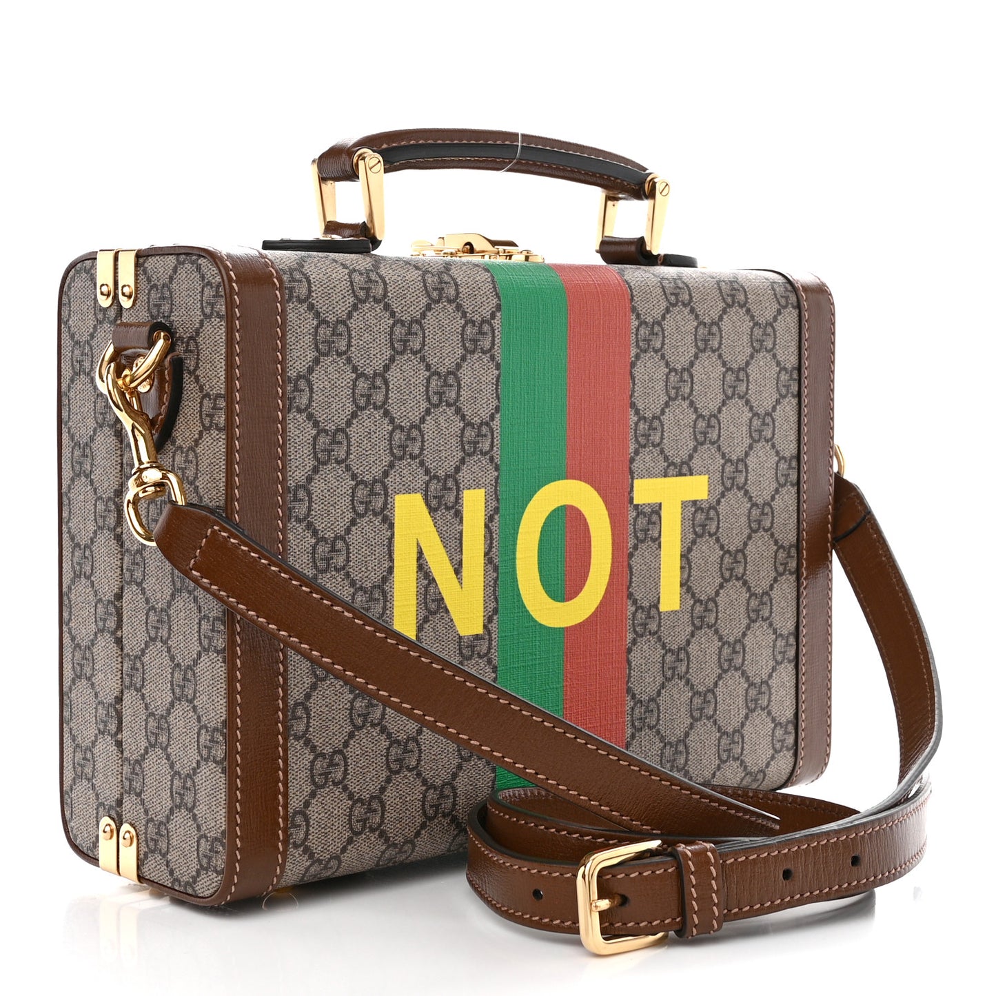 GG Supreme Monogram Azalea Calfskin Fake/Not Retro Interlocking G Beauty Case Beige Ebony Brown Sugar