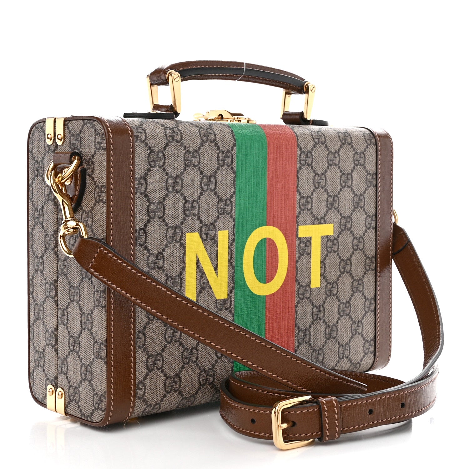 Gucci GG Supreme Monogram Azalea Calfskin Fake/Not Retro Interlocking G Beauty Case Beige Ebony Brown Sugar 3 of 10