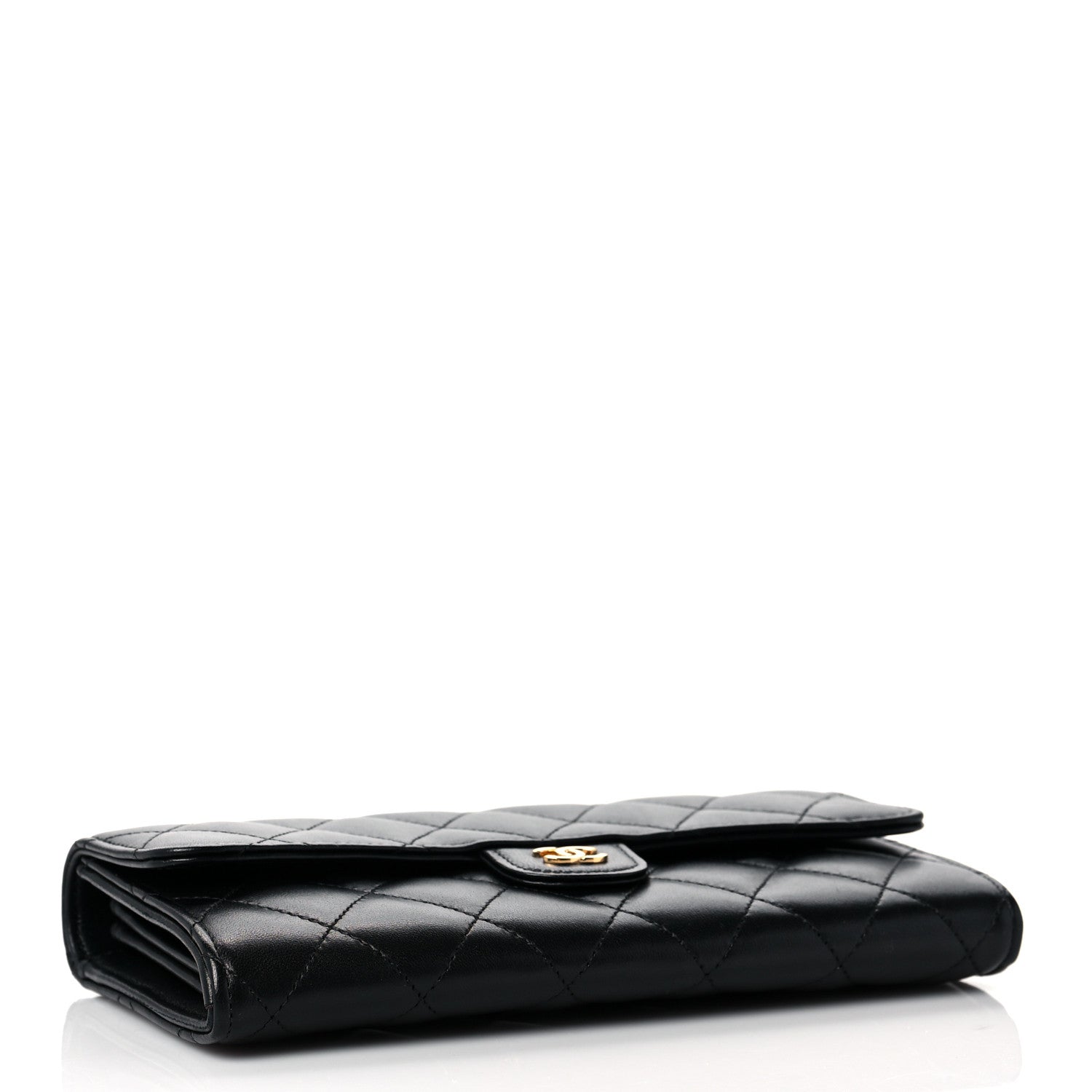 Chanel Lambskin Quilted Large Gusset Flap Wallet Black 4 of 9