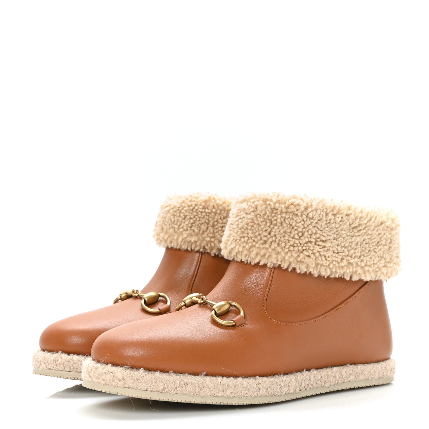 Calfskin Wool Womens Fria Horsebit Ankle Boots 37 New Caramel Butterscotch
