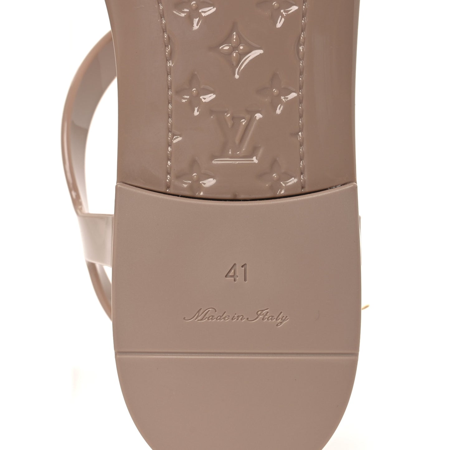 Rubber Bikini Thong Flat Sandals 41 Beige