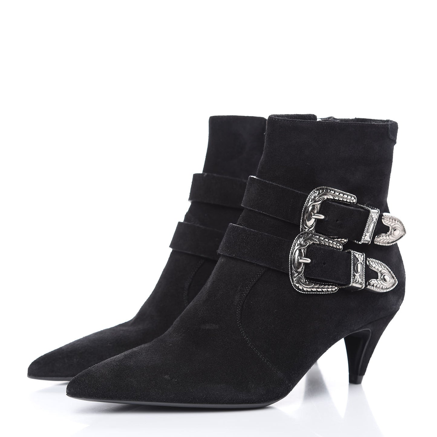 Baby Wool Suede Charlotte Buckle 55 Booties 36.5 Black