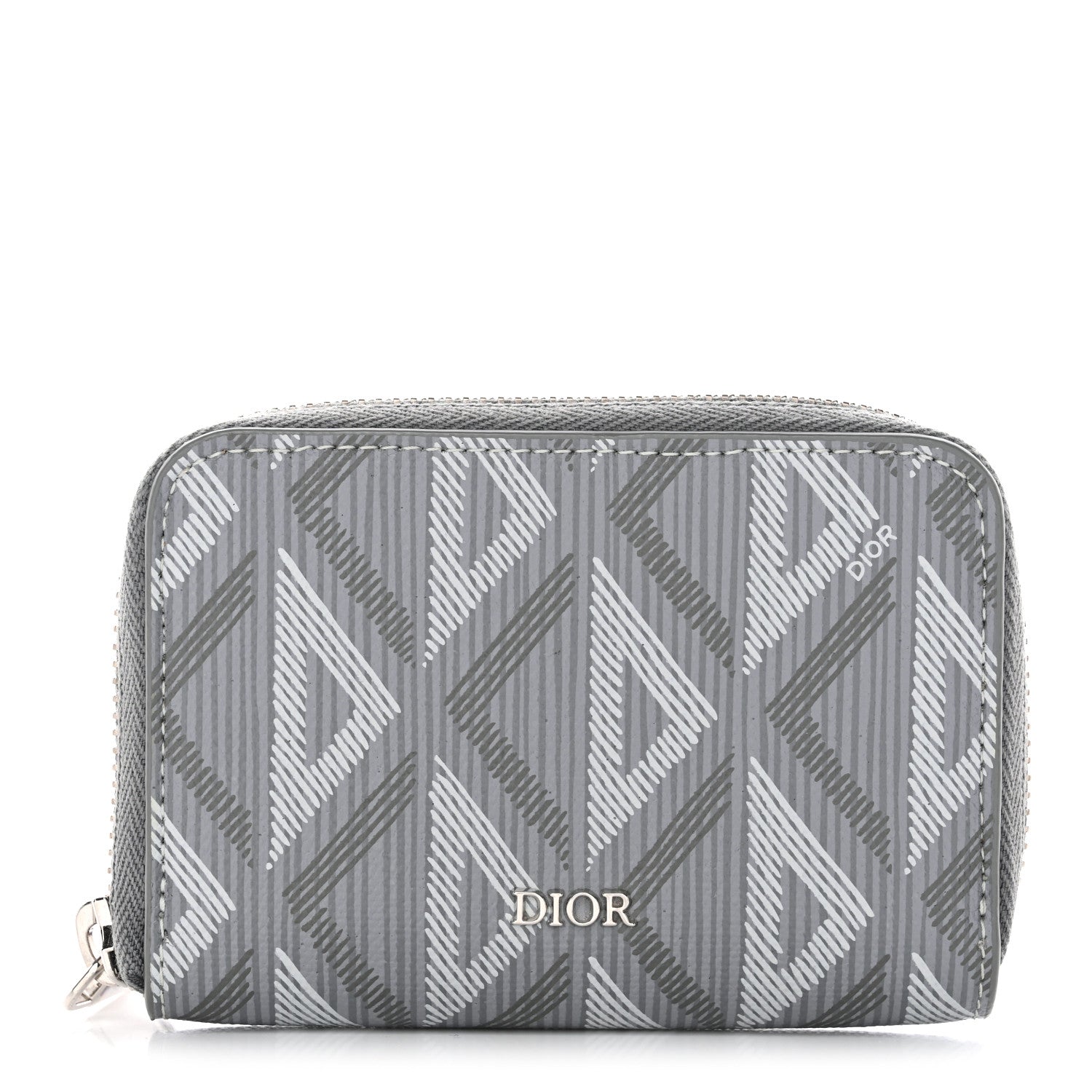 Christian Dior Coated Canvas Calfskin CD Diamond Zipped Coin Purse