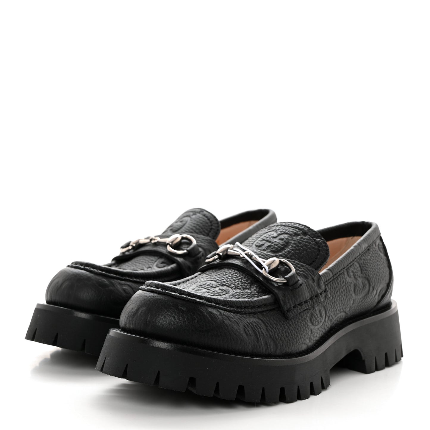 Magnum Calfskin Nappa Samoa Womens Horsebit Platform Chunky Lug Sole 40mm Loafers 38 Black