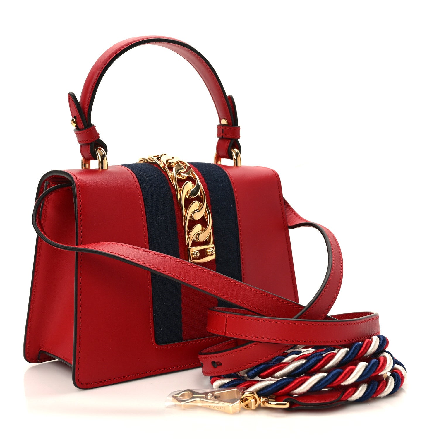 Gucci Calfskin Mini Sylvie Top Handle Bag Hibiscus Red 3 of 10