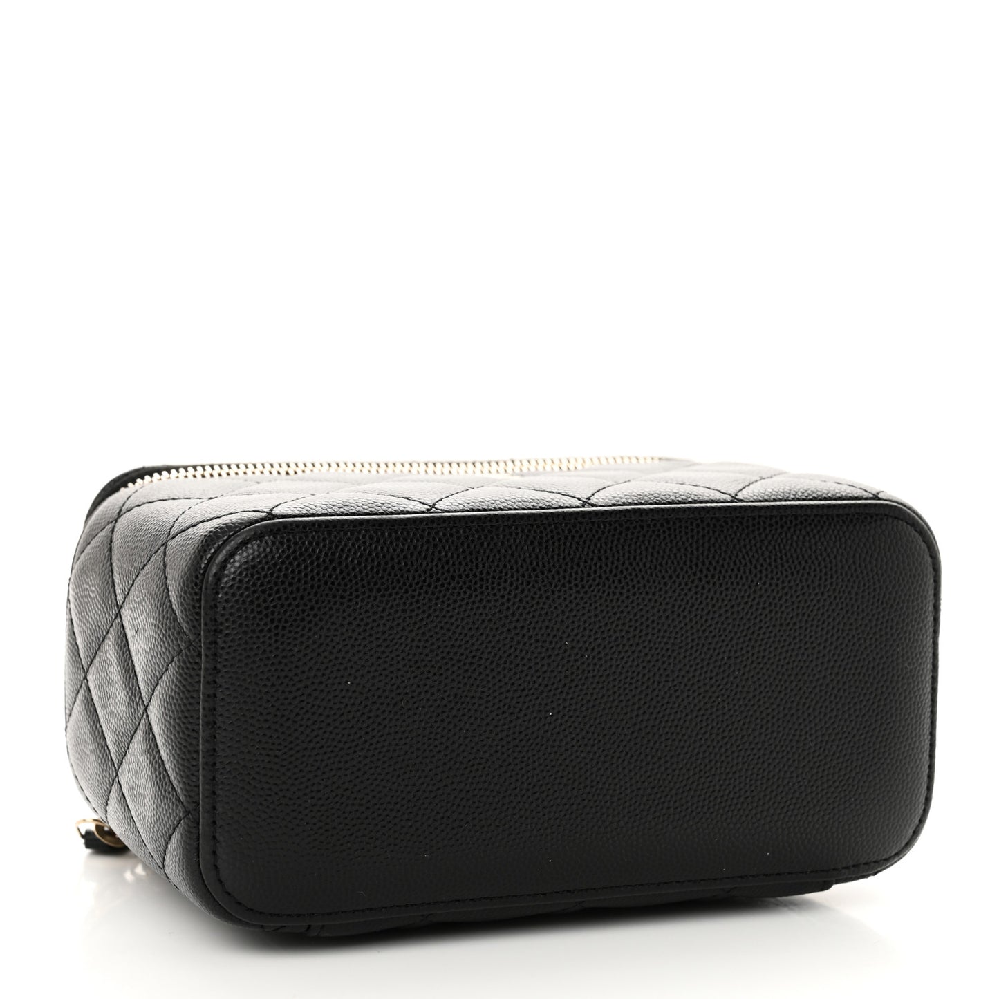 Caviar Quilted Small Vanity Case With Chain Black
