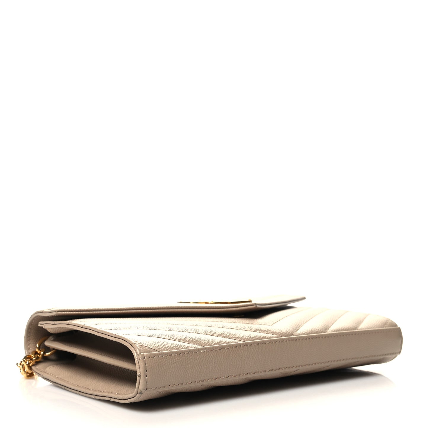 Grain De Poudre Matelasse Chevron Monogram Chain Wallet Dark Beige