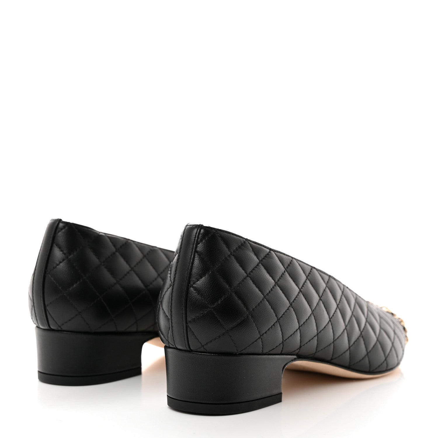 Chanel Lambskin Grosgrain Quilted Cap Toe CC Chain Pumps 41 Black 4 of 9