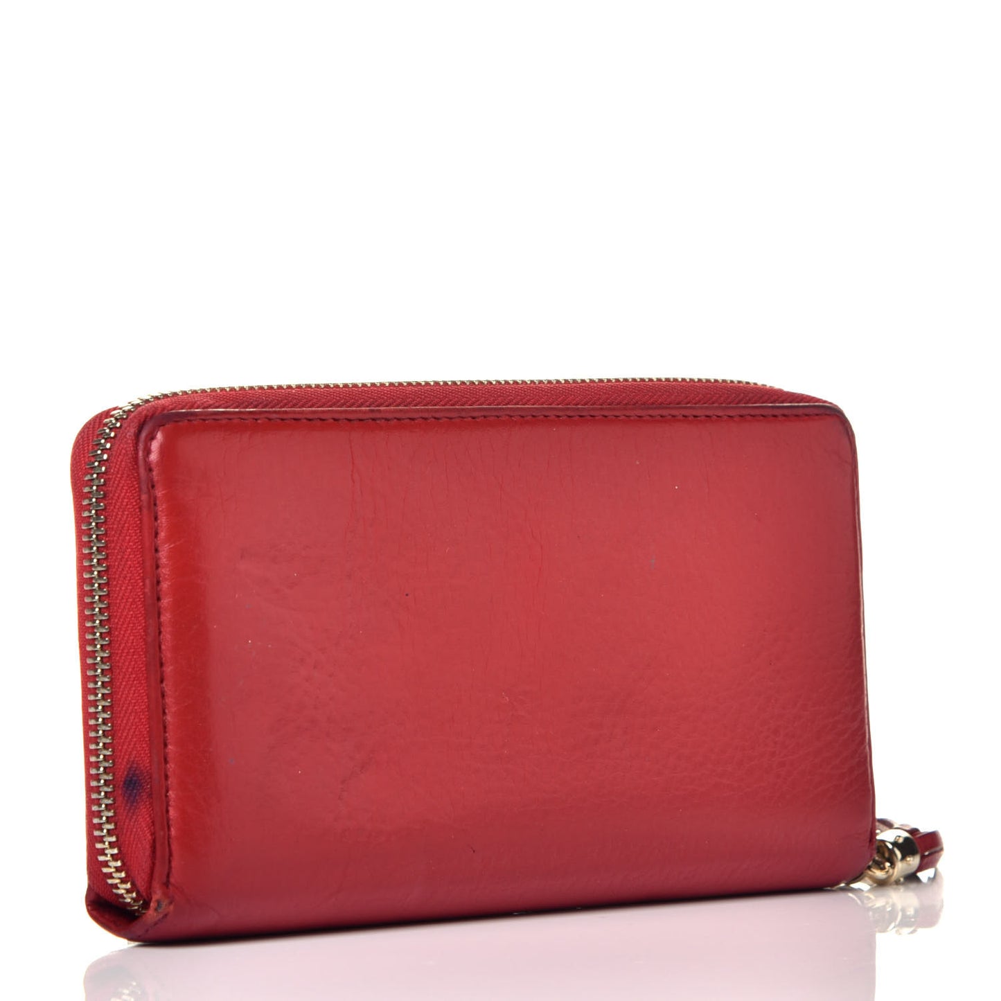 Pebbled Calfskin Soho Zip Around Wallet Red